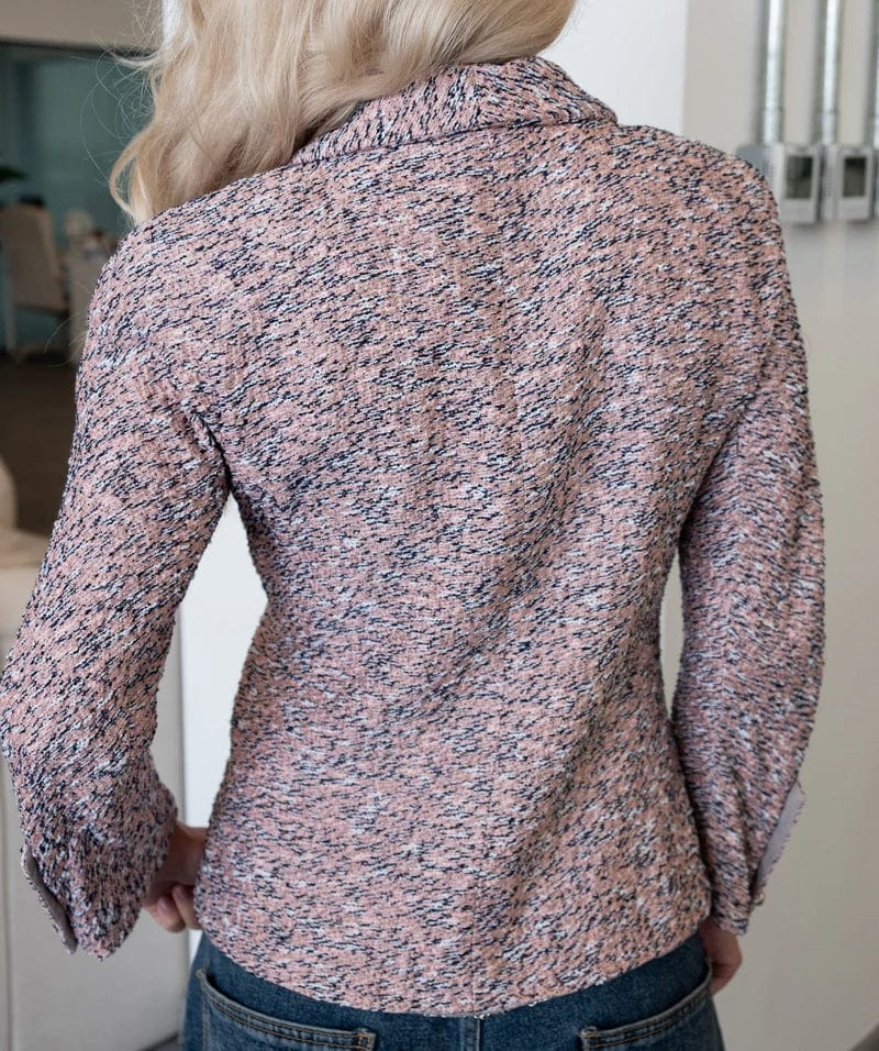 Chanel Chanel pink chain trim tweed jacket size 38 silver chain P40438W04668 RJC4508