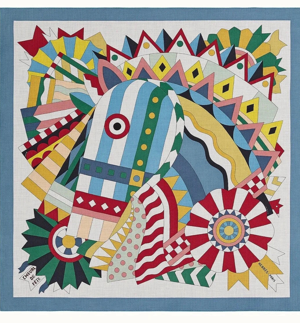 Hermes Hermes 140cm Cashmere/Silk Large Triangle Scarf - Cheval de Fete - In Box