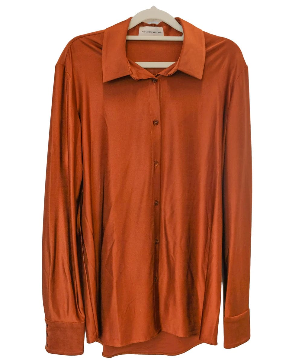 Luxury Promise Alexandre Vauthier Brown Stretch Knit Shirt XS RJC4450