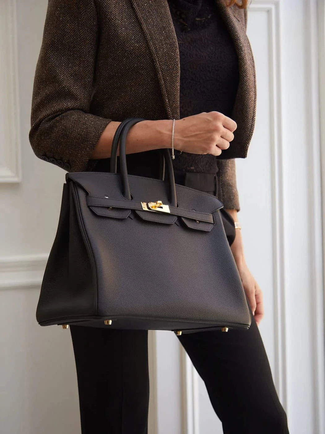 LuxuryVault 35cm Hermès Birkin in Black Togo Leather with Gold Hardware C Stamp -01B35694
