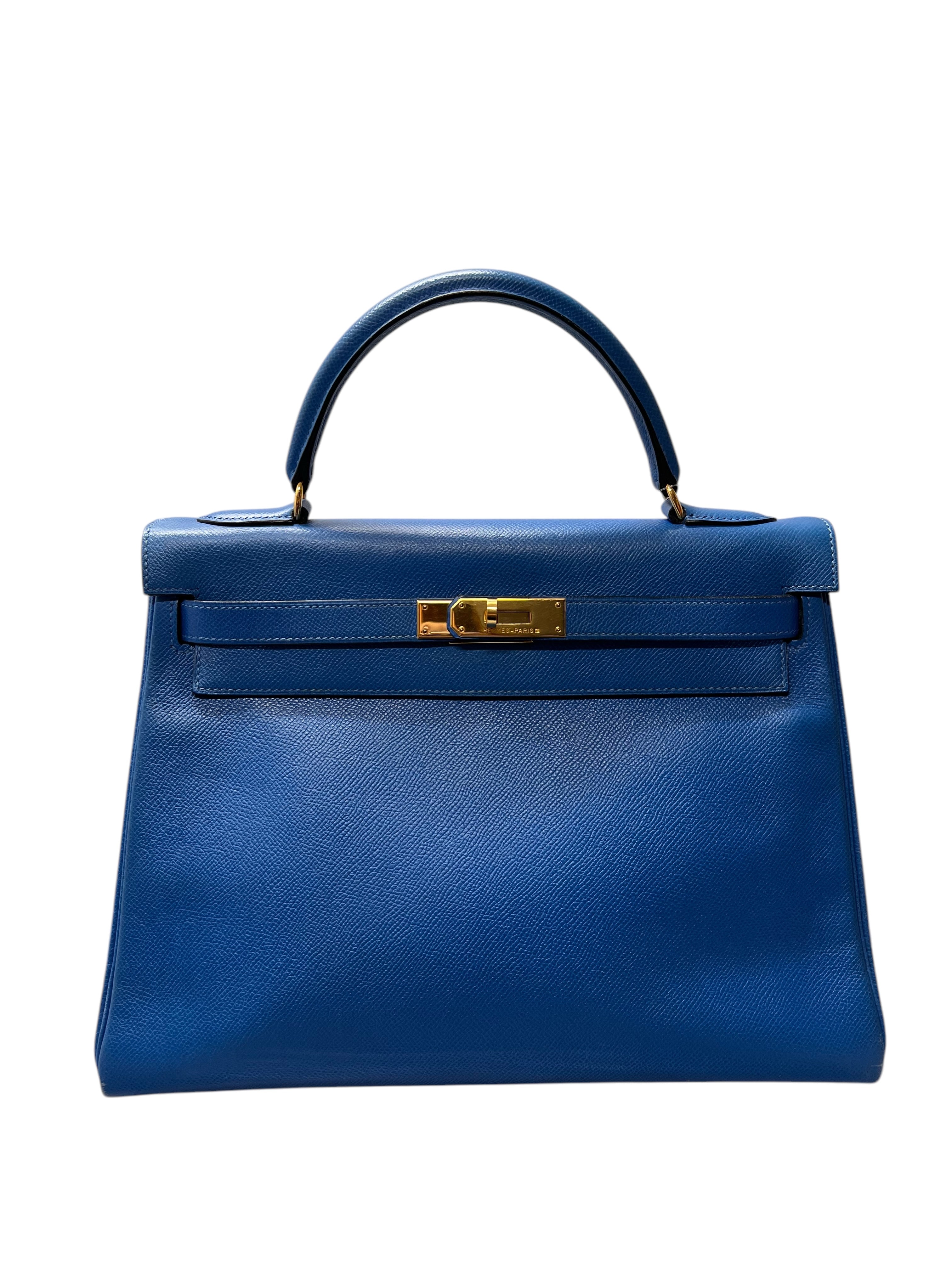 HERMES Kelly 32 Epsom Blue Zanzibar GHW B1105NX8X3