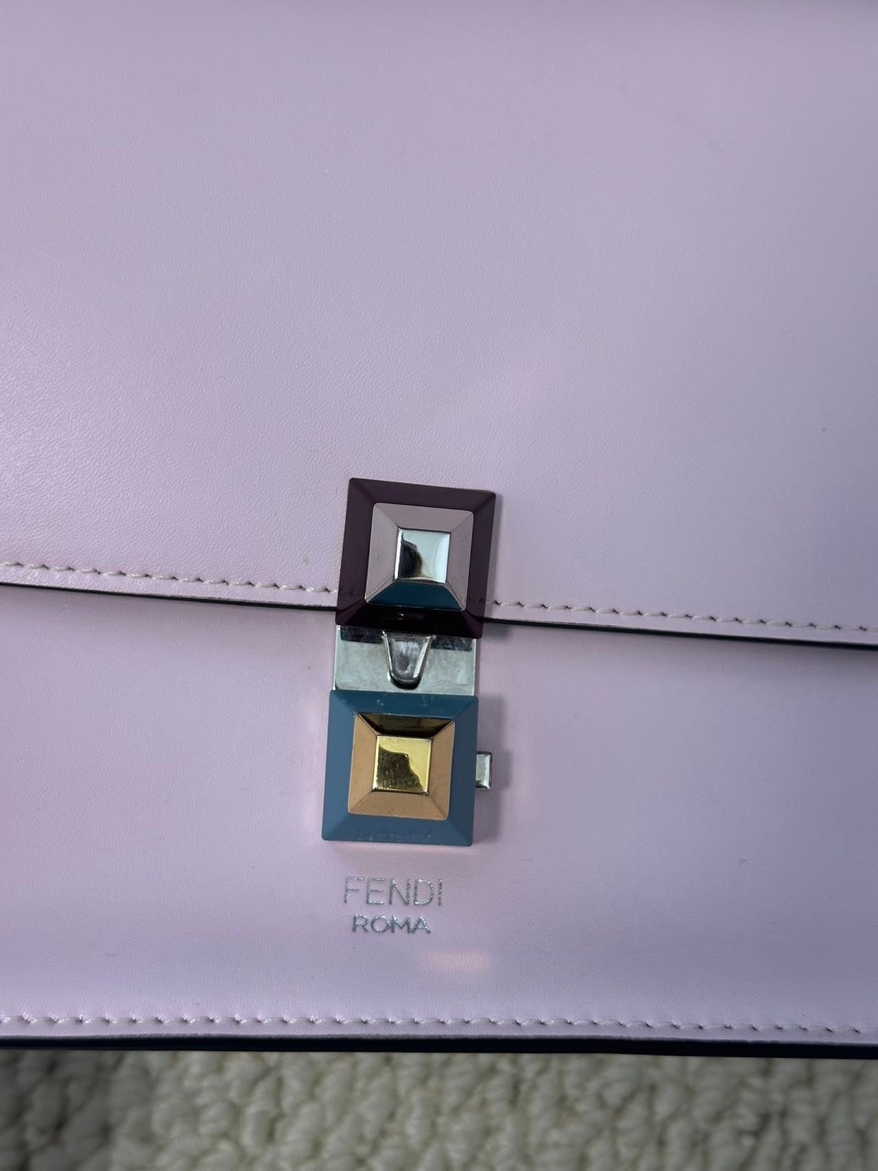 Fendi Kan I Small Light Pink Leather Shoulder Bag