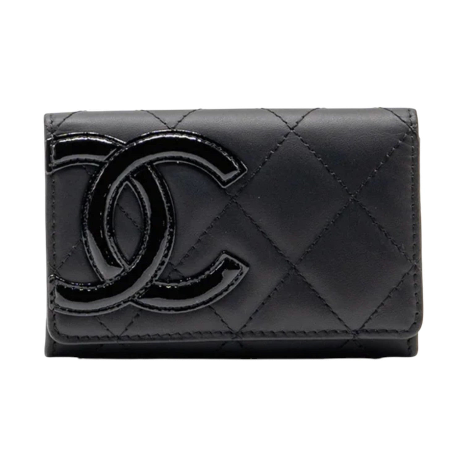 Chanel Black Cambon Card Holder Calfskin Black
