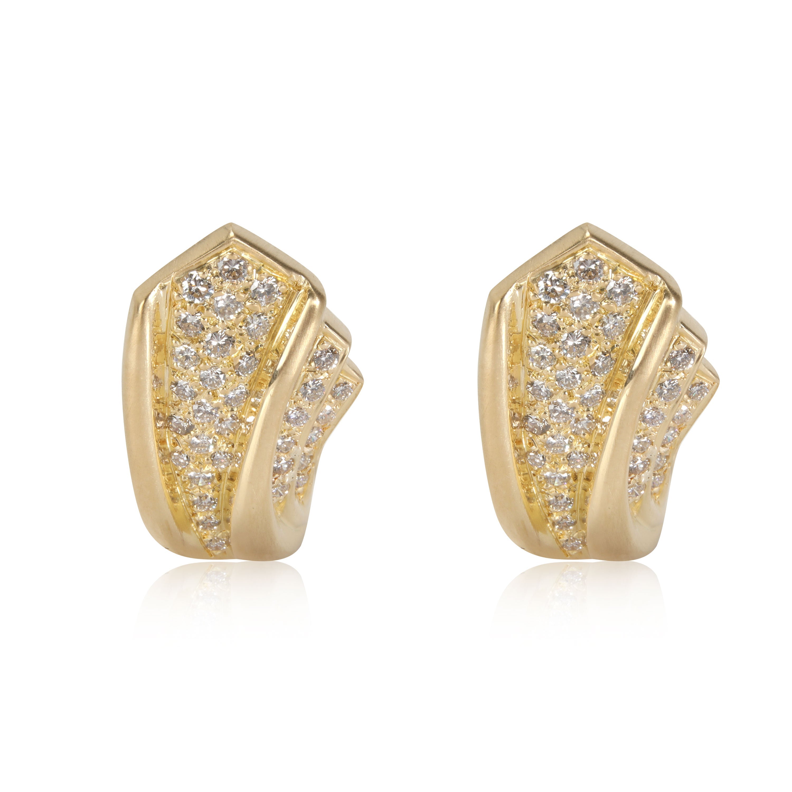 "J Cape" Clip-On Diamond Earrings in 18K Yellow Gold 1.20 CTW