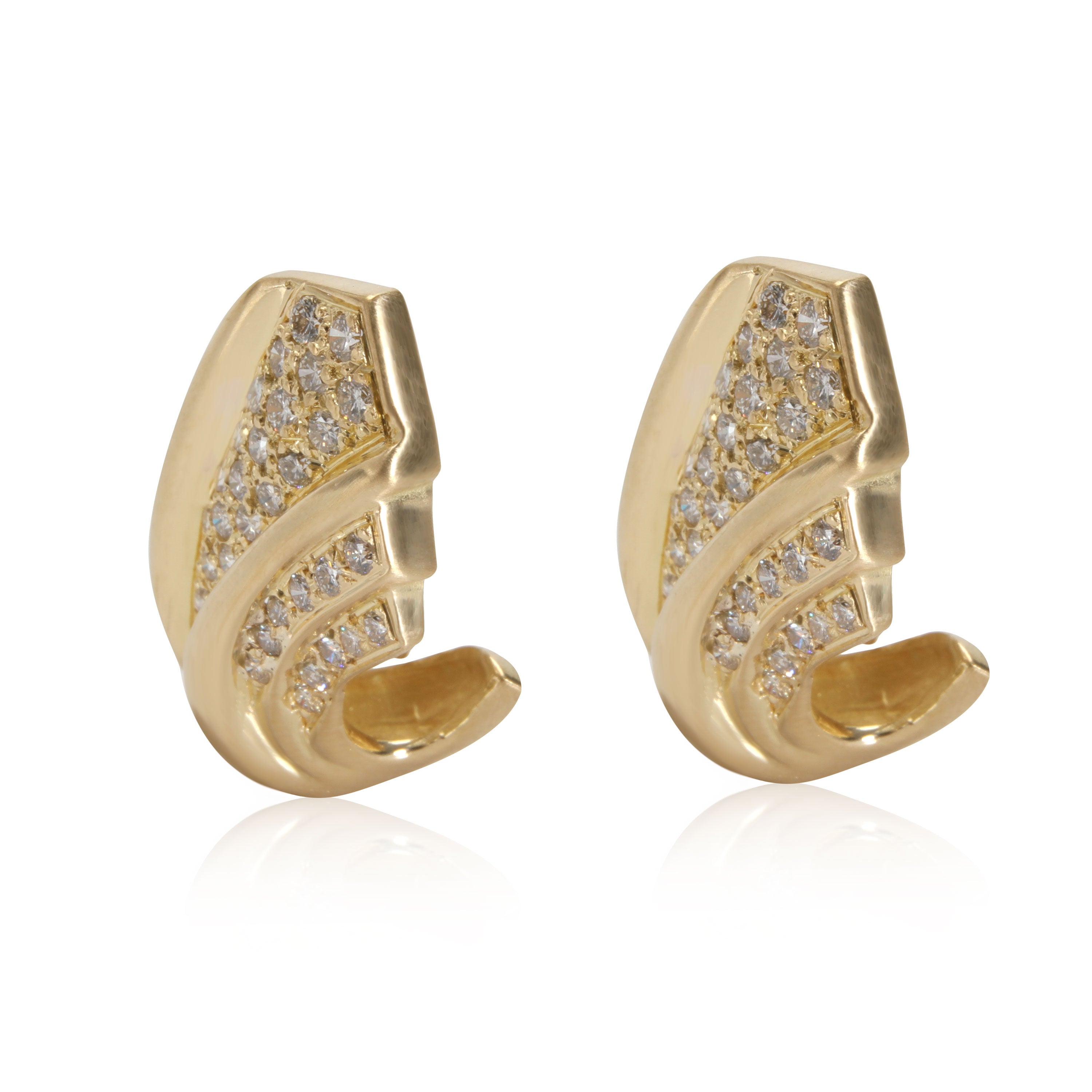 "J Cape" Clip-On Diamond Earrings in 18K Yellow Gold 1.20 CTW