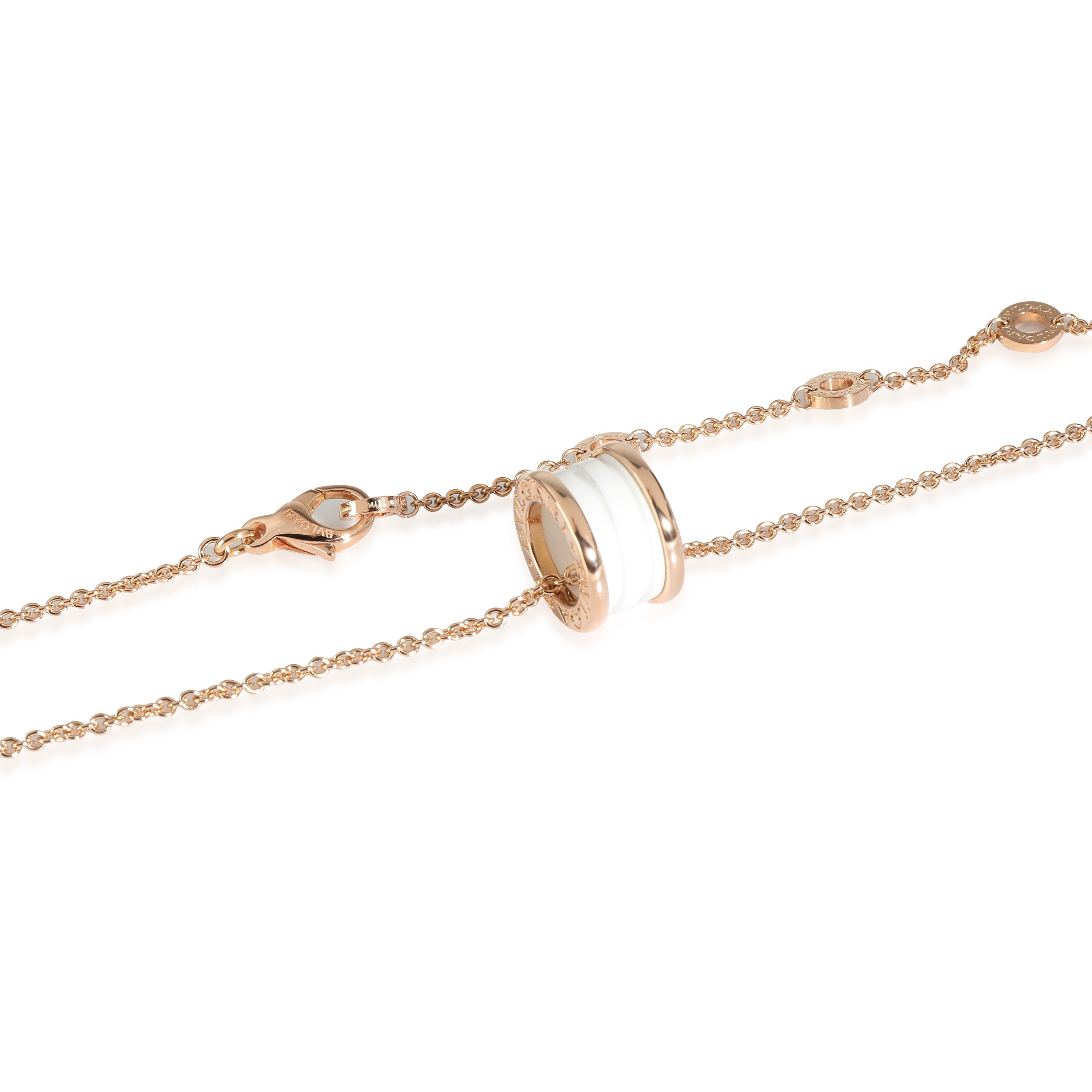 Bvlgari B.zero1 White Ceramic Necklace in 18K Rose Gold