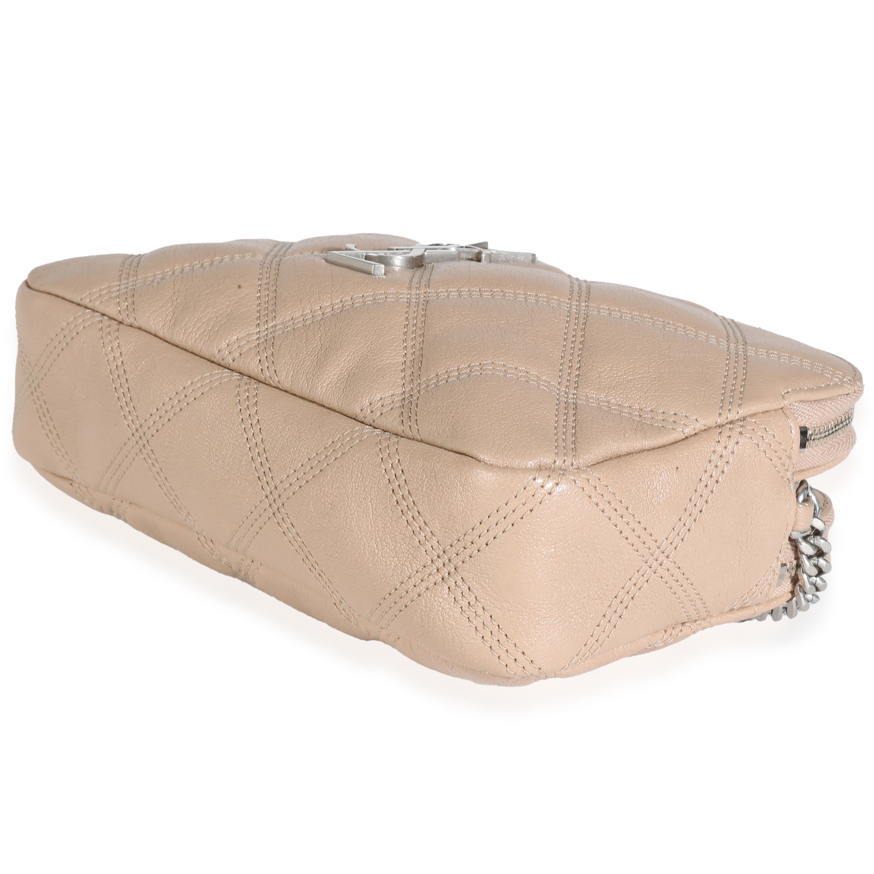 Natural Tan Grained Lambskin Mini Becky Double Zip Bag