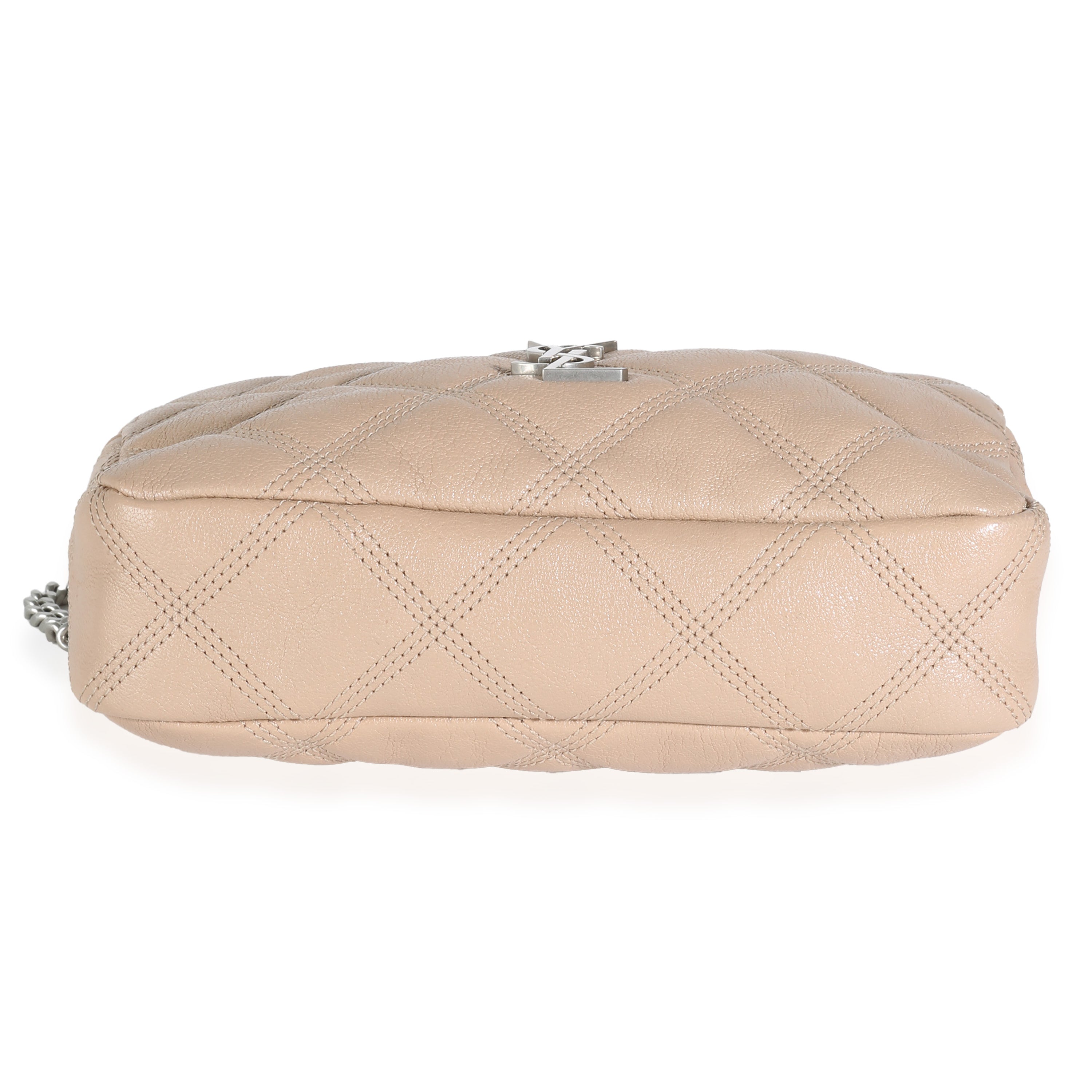 Natural Tan Grained Lambskin Mini Becky Double Zip Bag