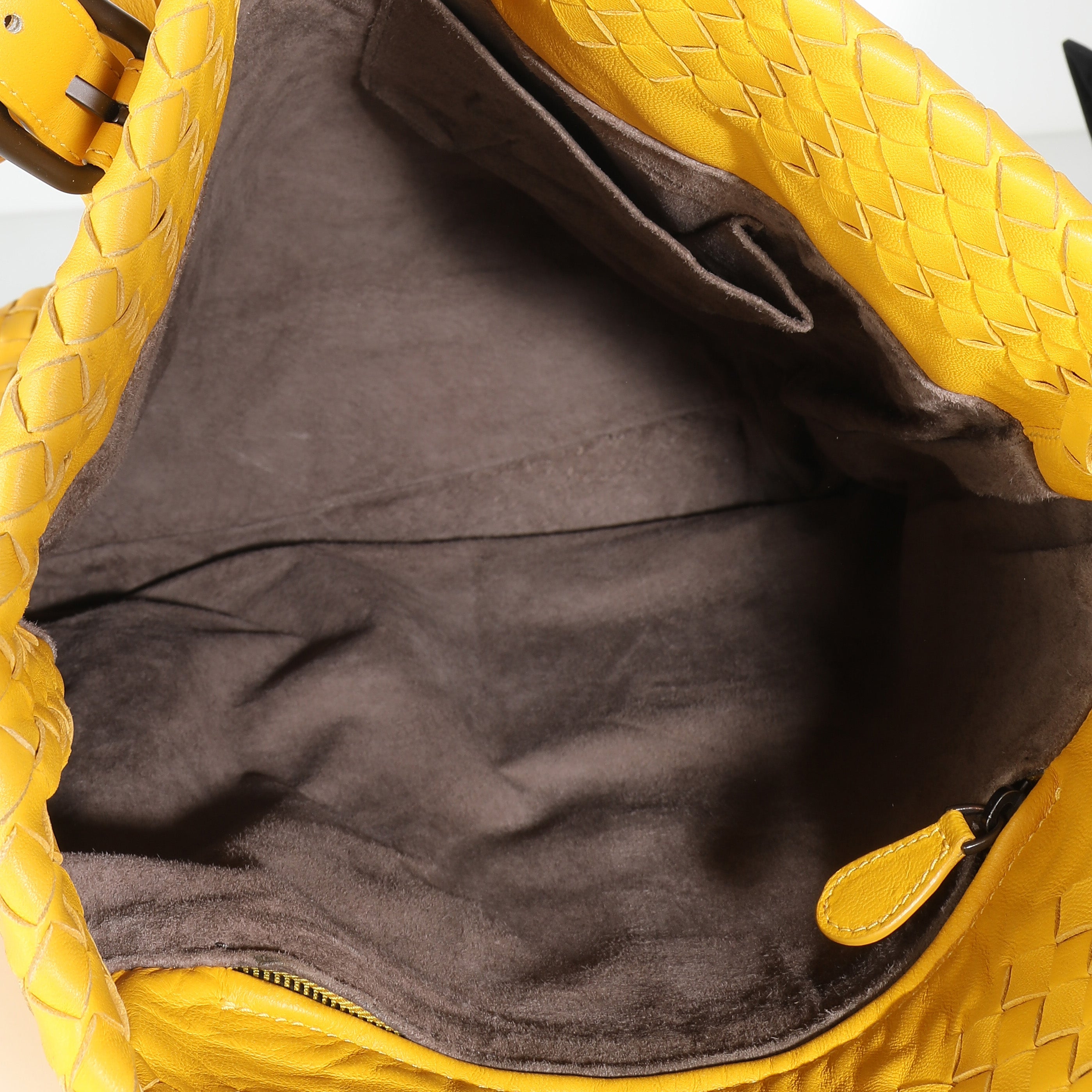 BV Yellow Intrecciato Nappa Vertical Shopper Tote