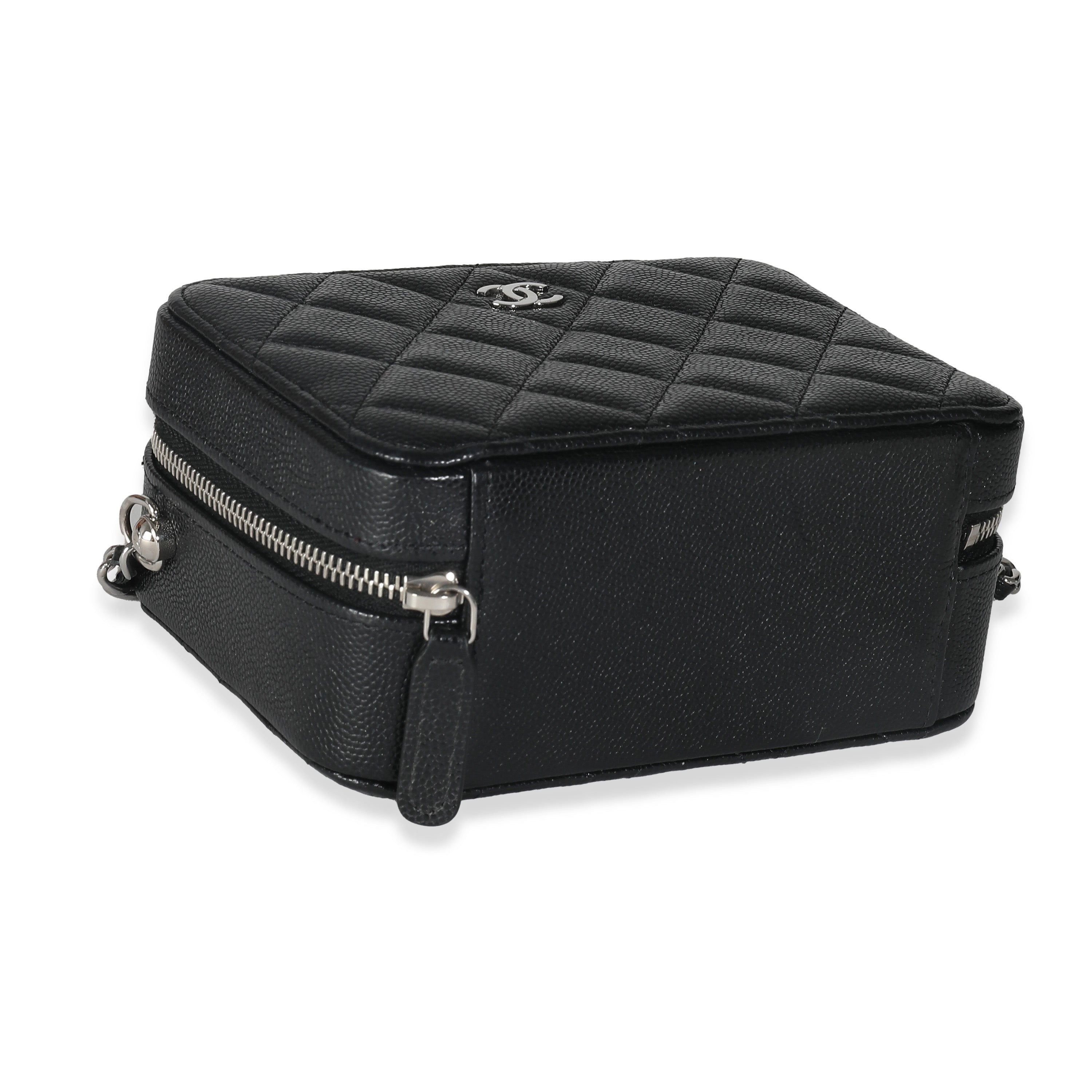 Chanel Black Quilted Caviar Square Zip Around Camera Bag