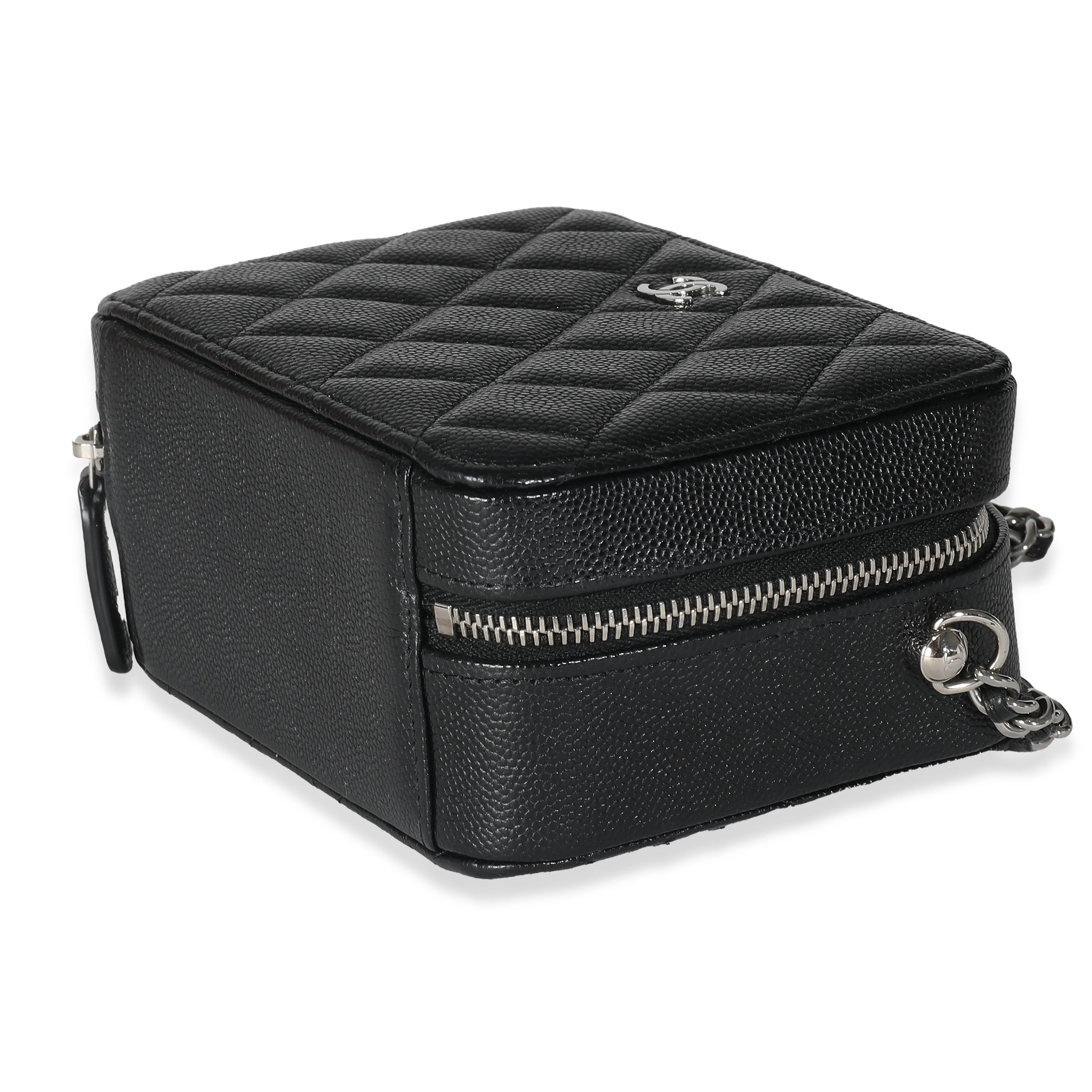 Chanel Black Quilted Caviar Square Zip Around Camera Bag