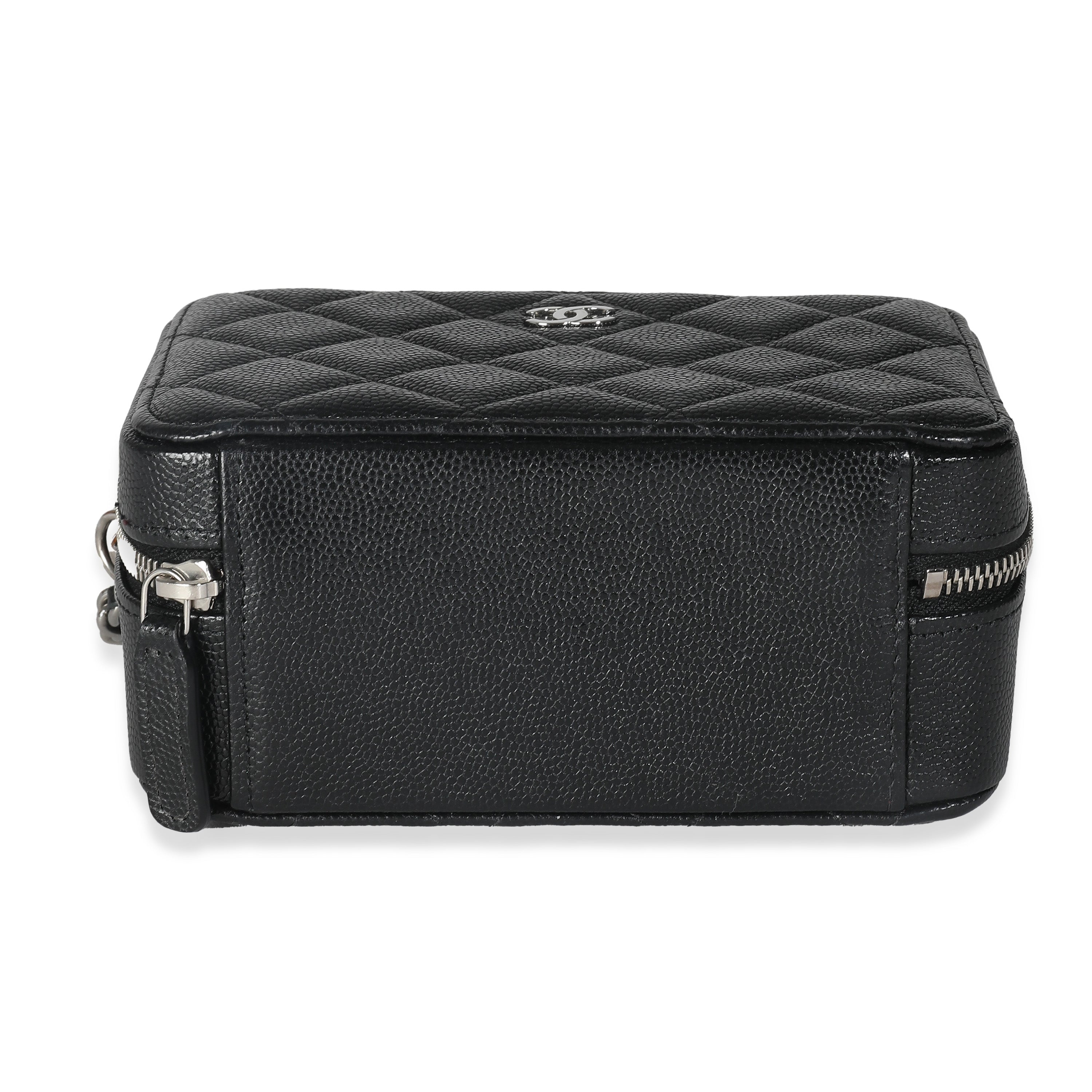 Chanel Black Quilted Caviar Square Zip Around Camera Bag