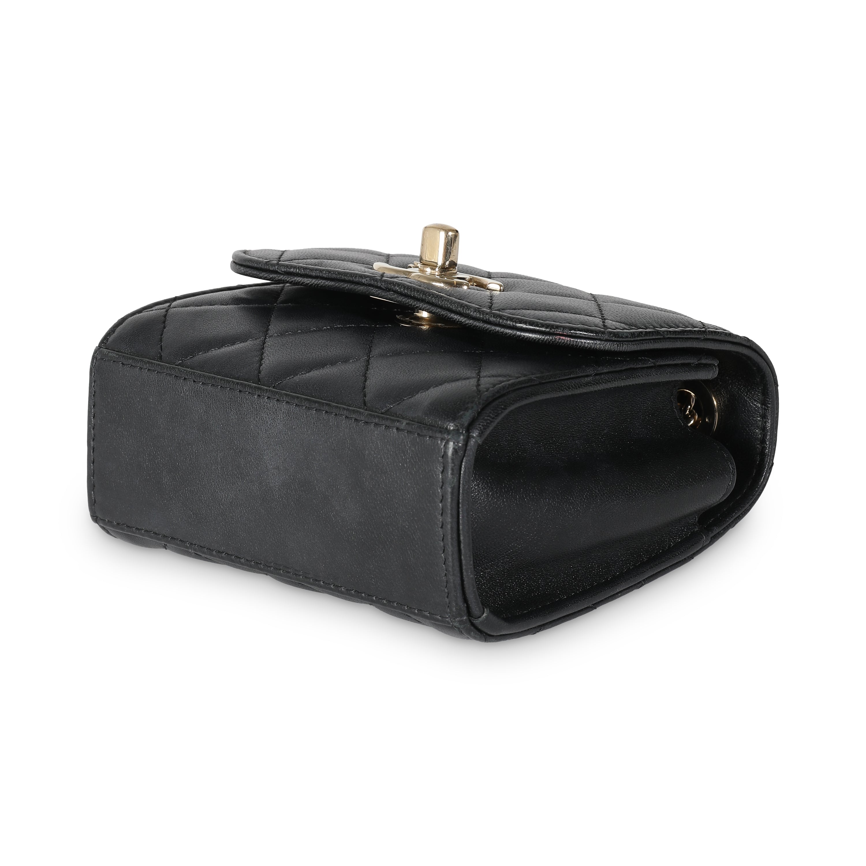 Black Quilted Lambskin Trendy CC Clutch With Chain