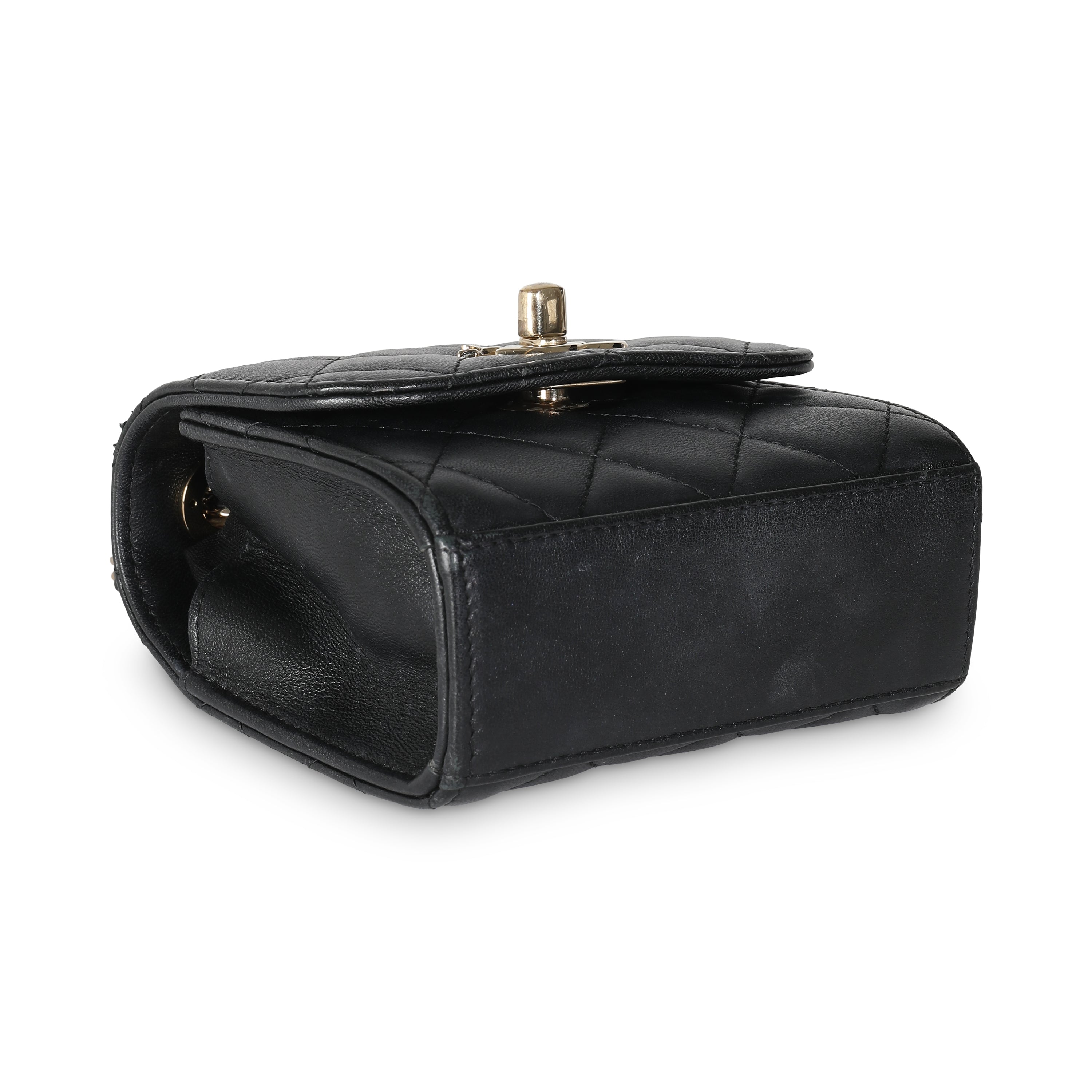 Black Quilted Lambskin Trendy CC Clutch With Chain