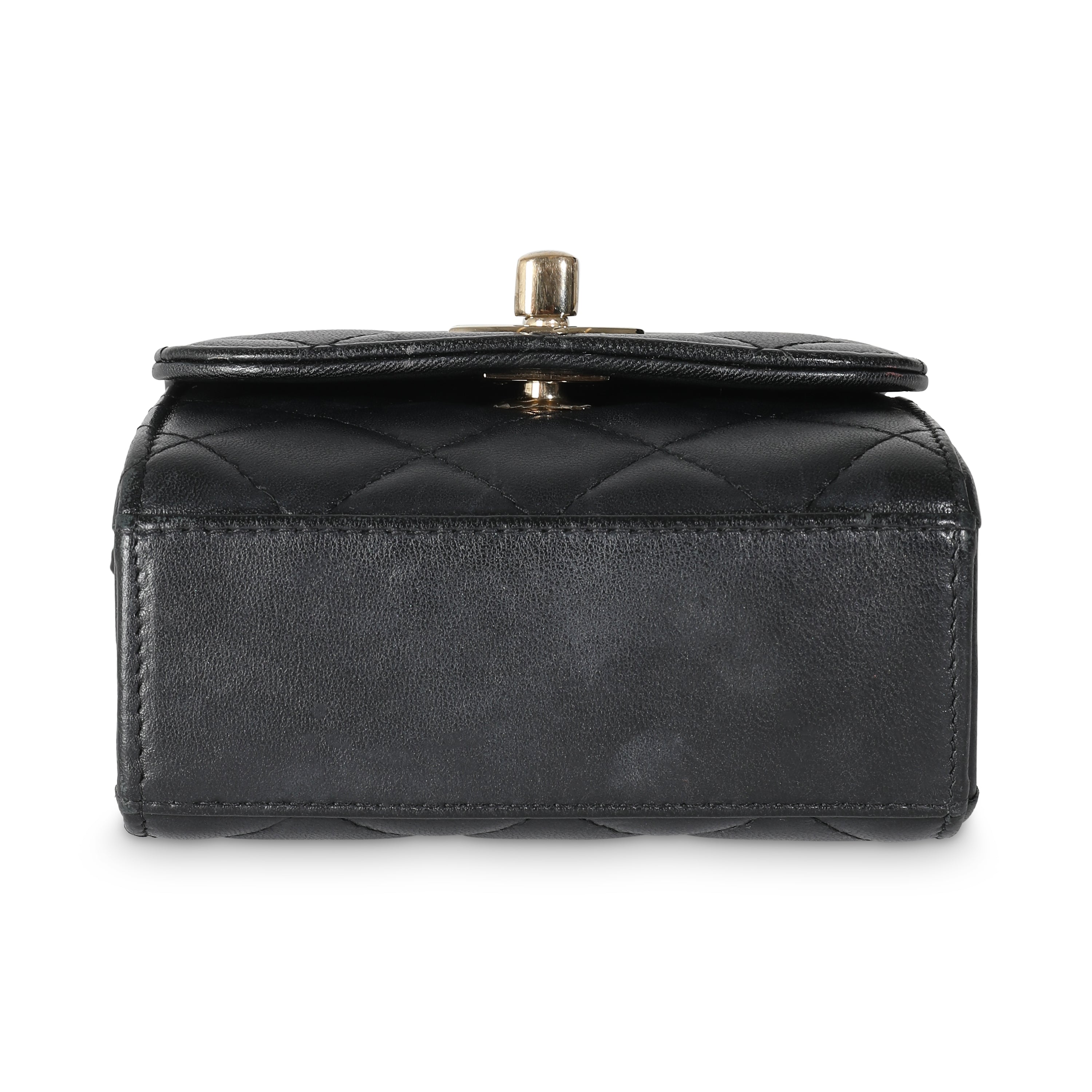 Black Quilted Lambskin Trendy CC Clutch With Chain