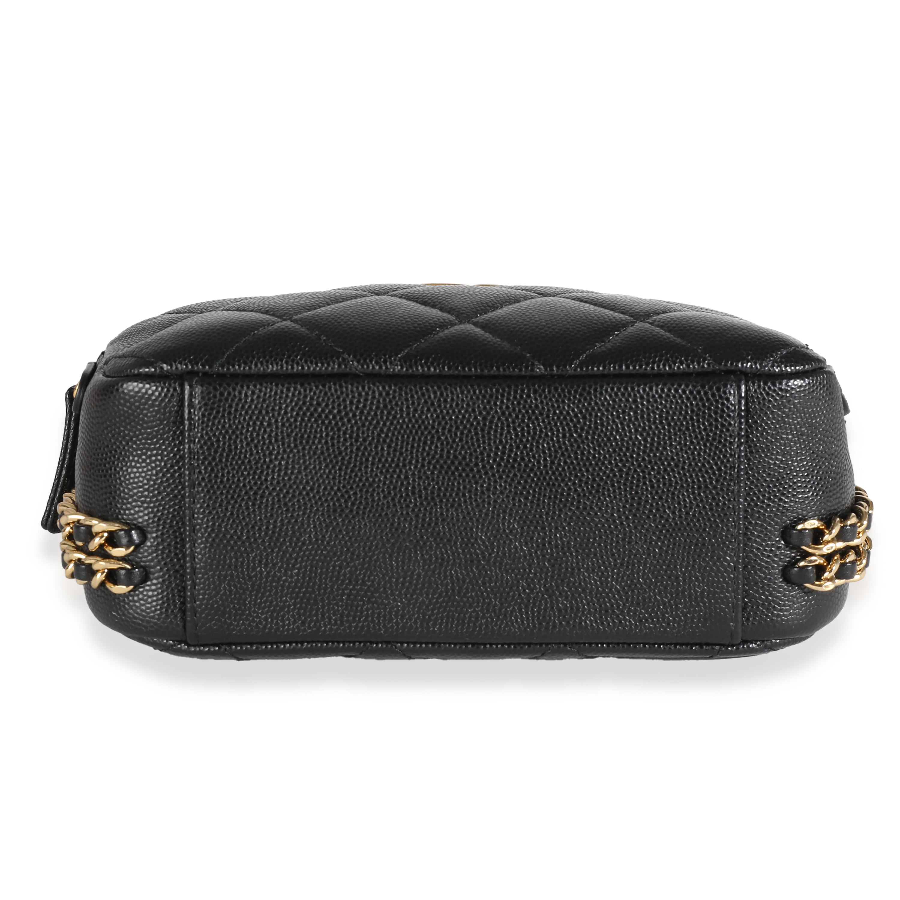 23C Black Quilted Caviar Chain Melody Camera Case