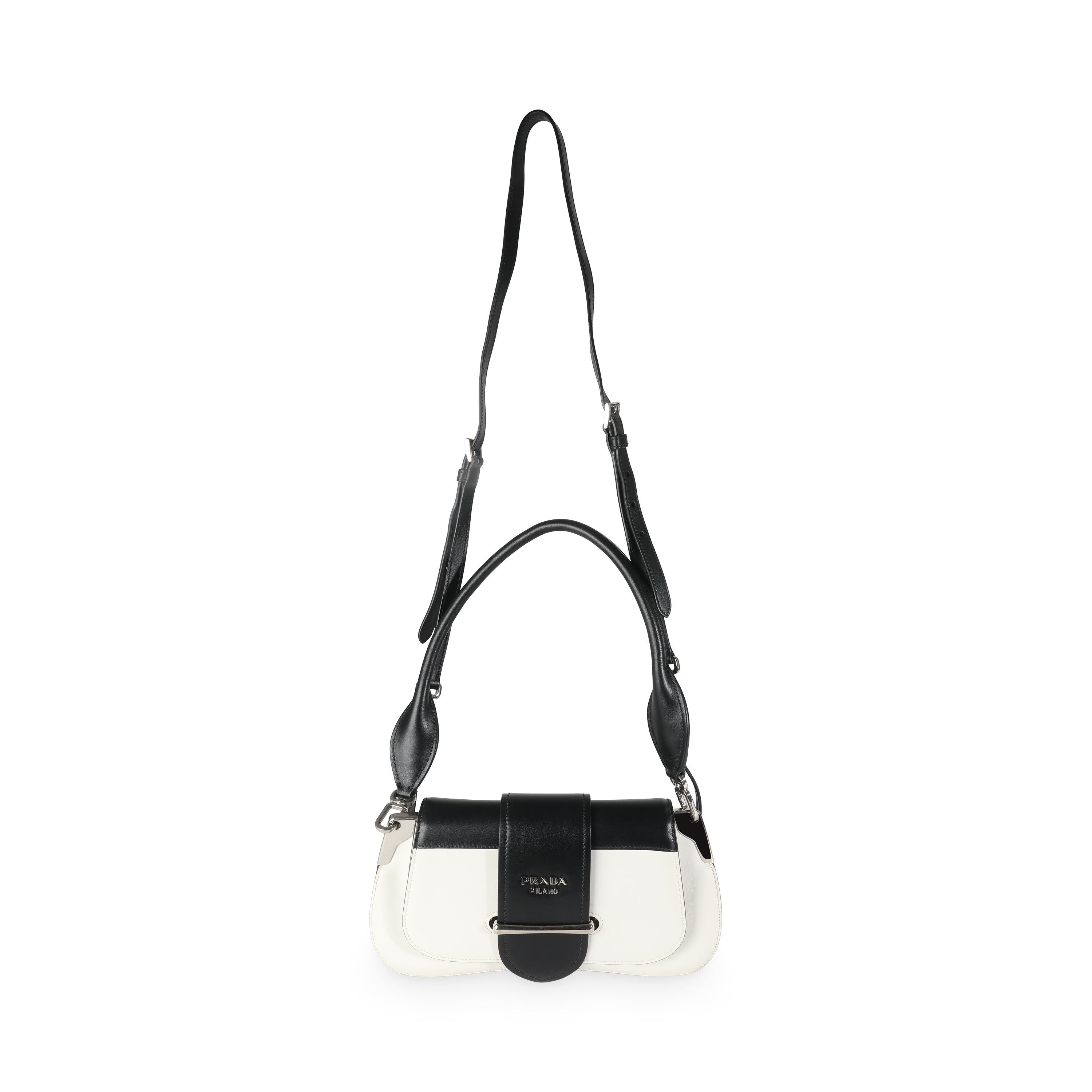 Black White City Calfskin Sidonie Shoulder Bag