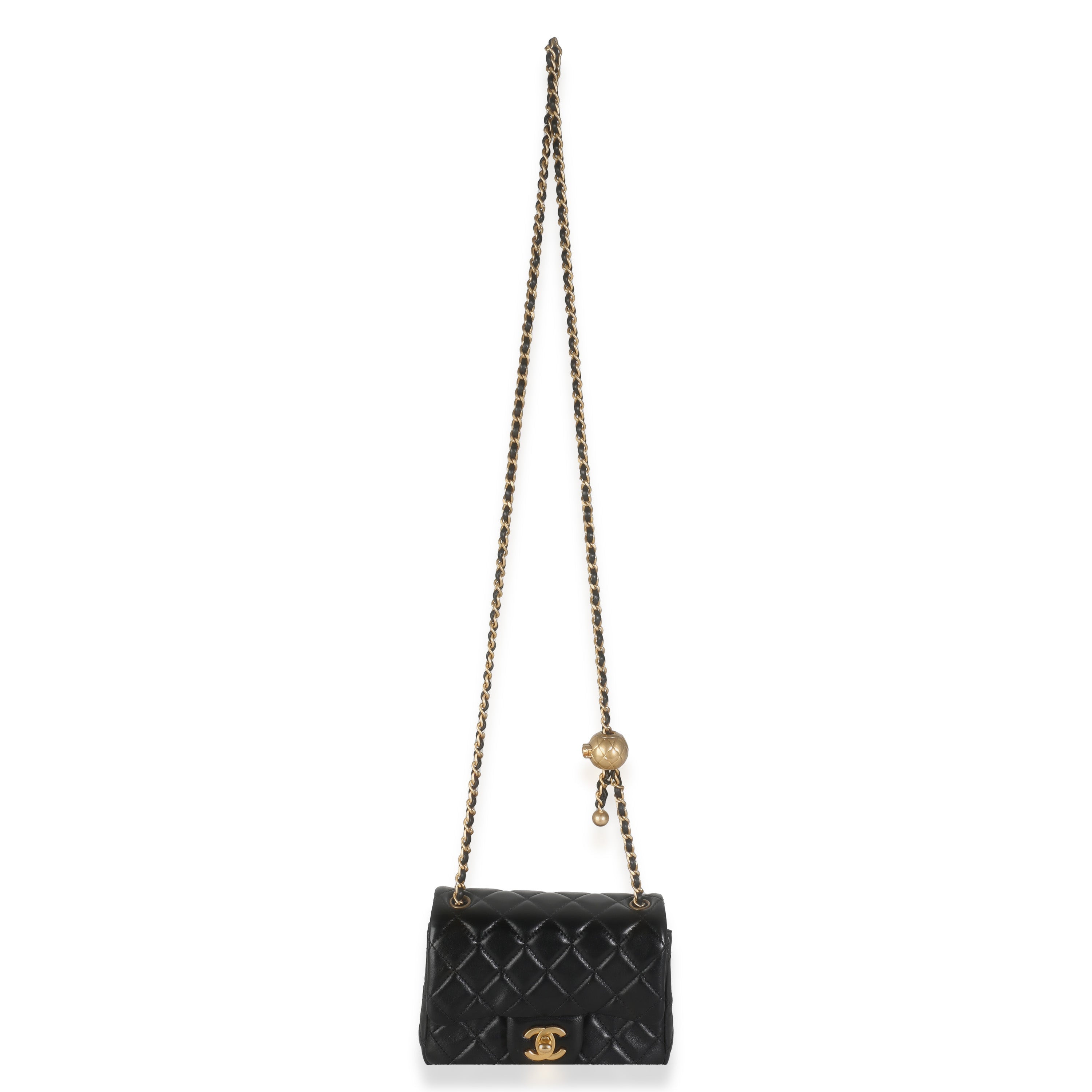 22C Black Quilted Lambskin Pearl Crush Mini Flap Bag