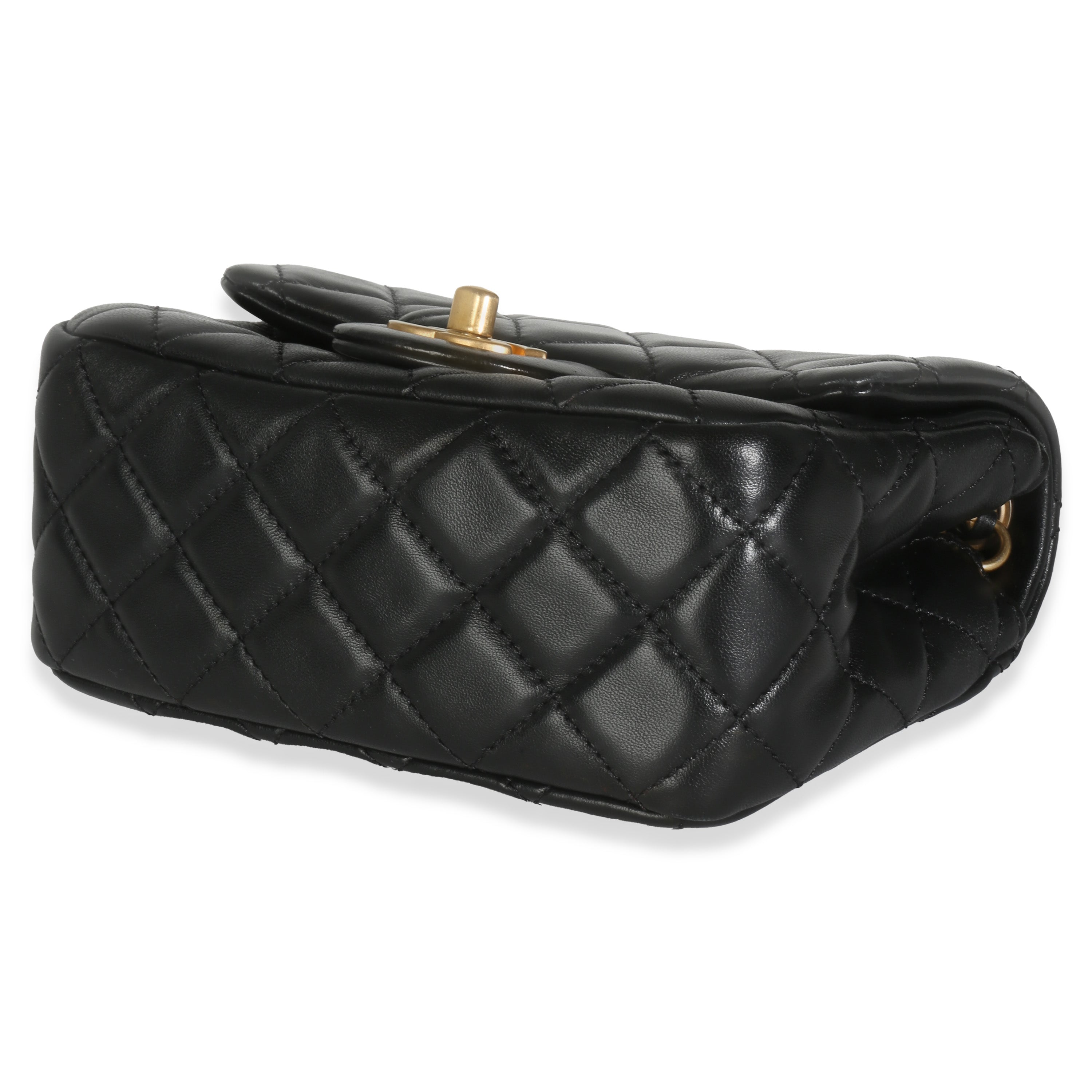 22C Black Quilted Lambskin Pearl Crush Mini Flap Bag