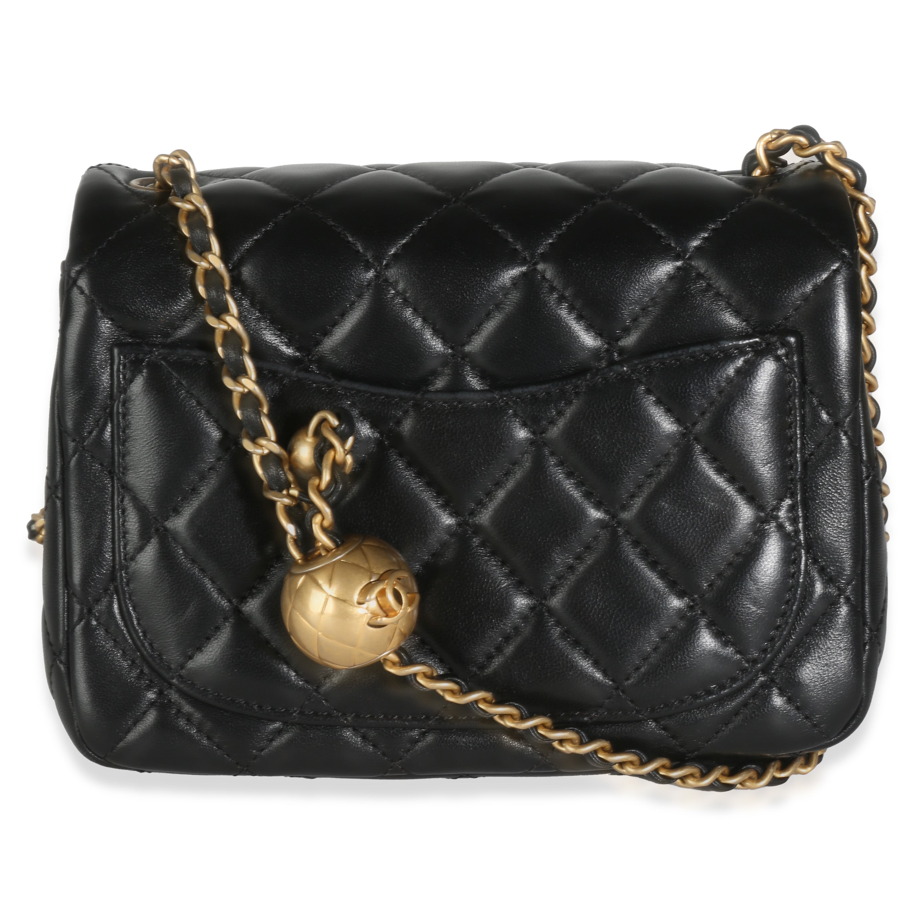 22C Black Quilted Lambskin Pearl Crush Mini Flap Bag