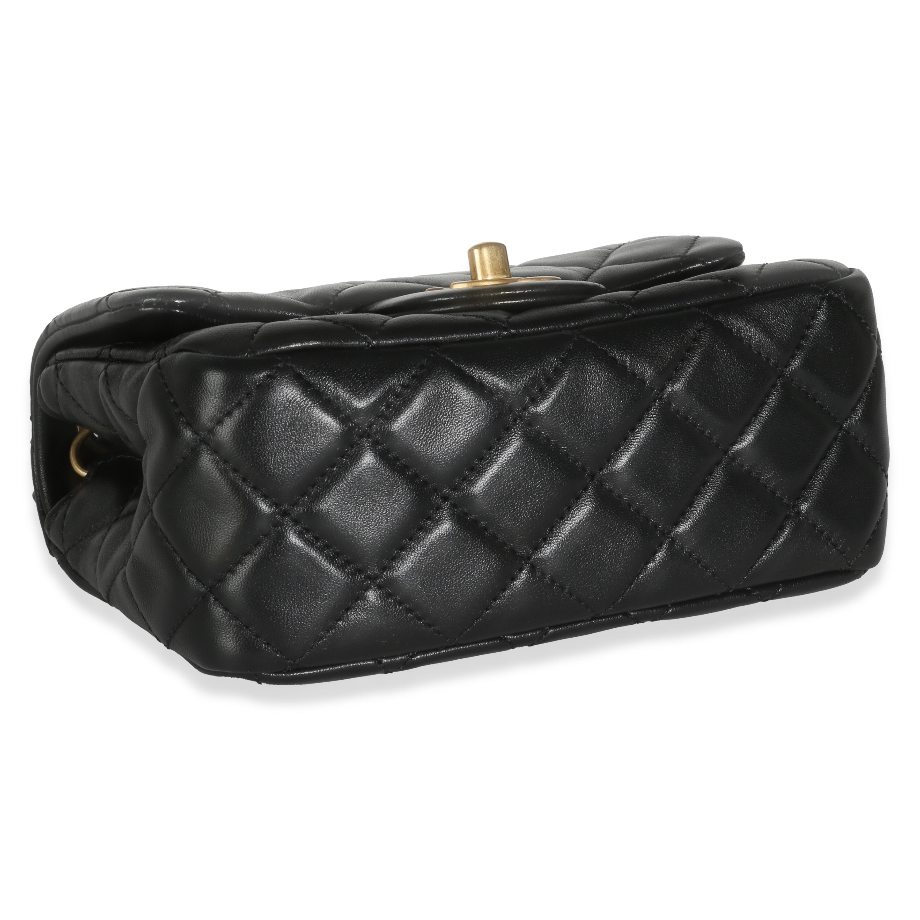 22C Black Quilted Lambskin Pearl Crush Mini Flap Bag