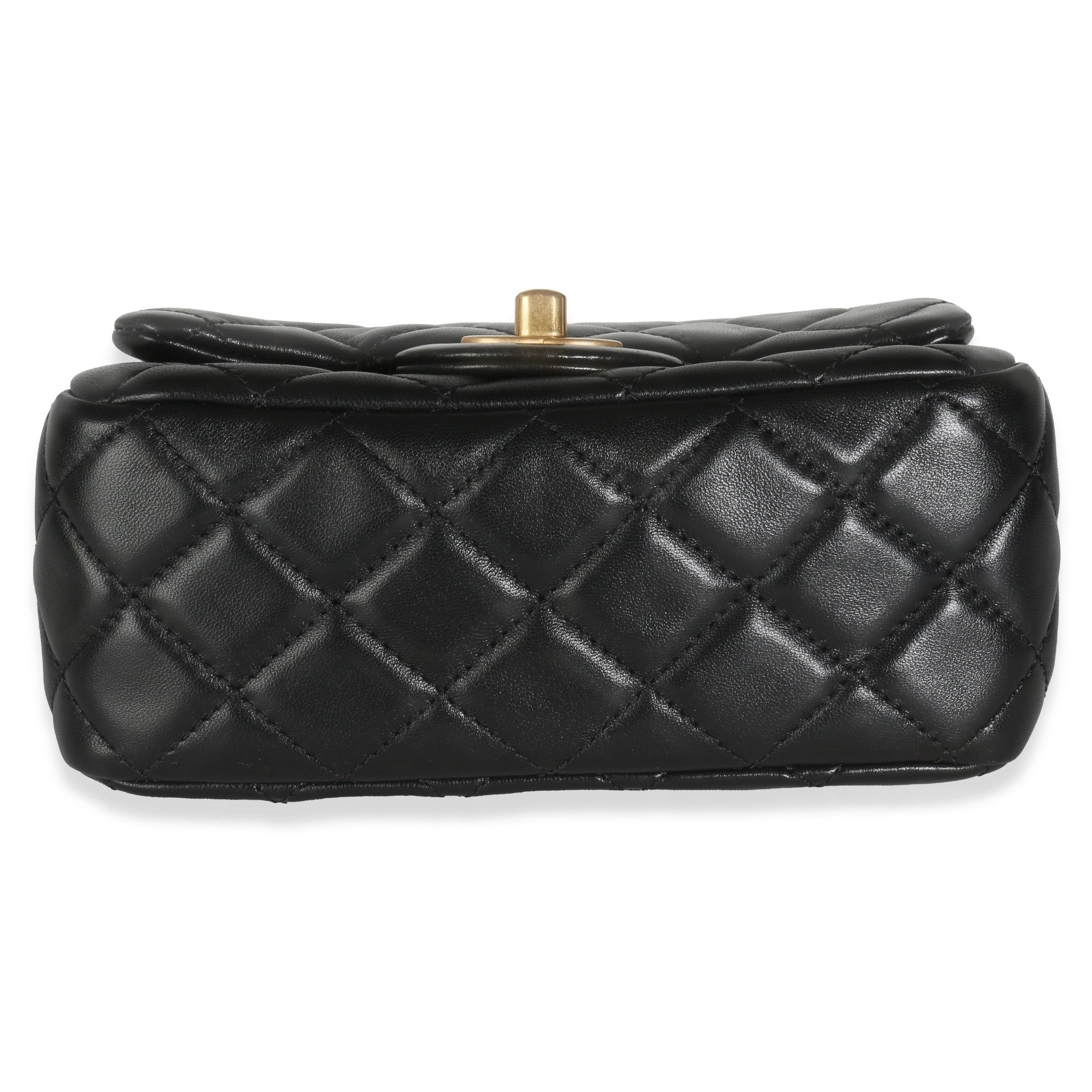 22C Black Quilted Lambskin Pearl Crush Mini Flap Bag