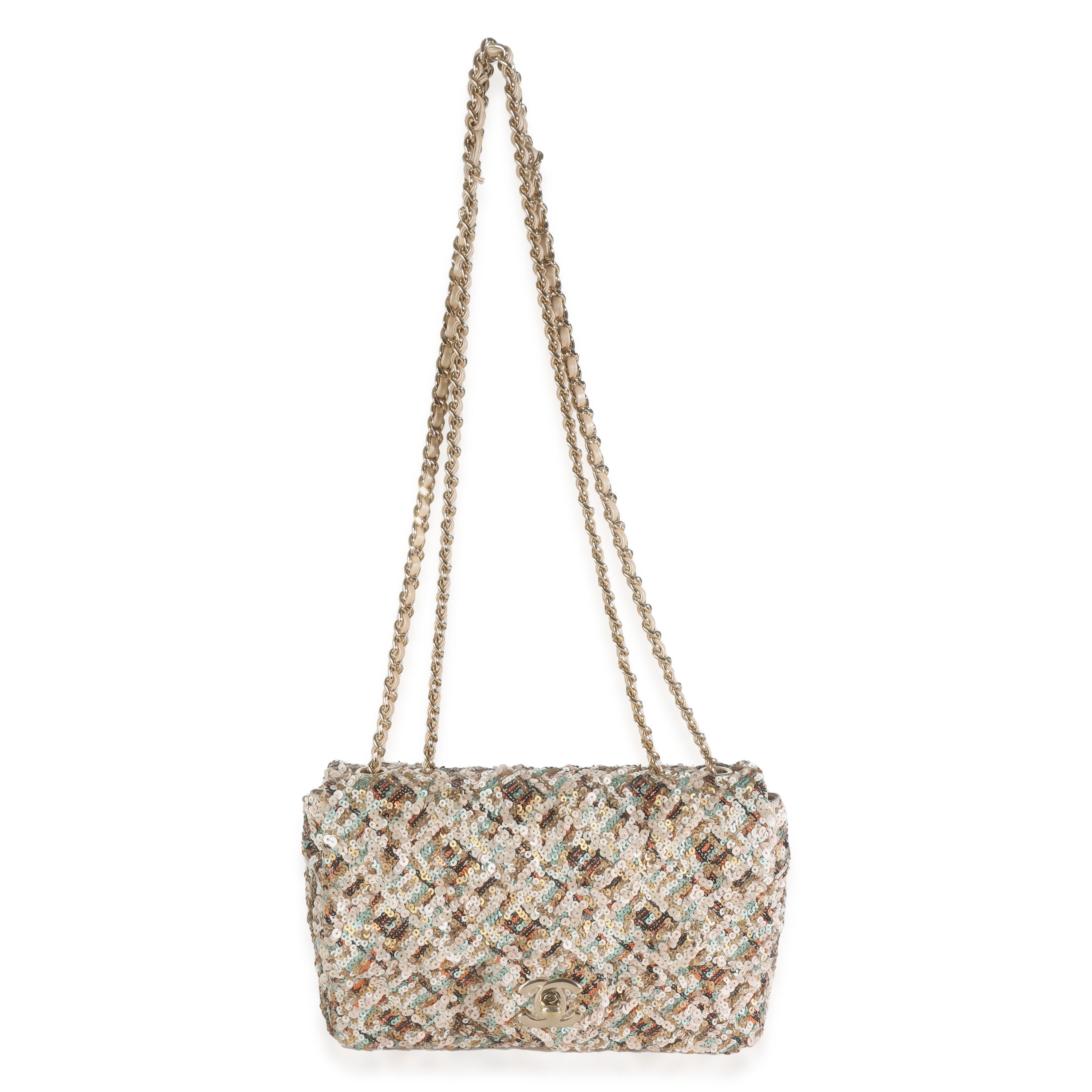 Gold Multicolour Sequin Small Single Flap Bag