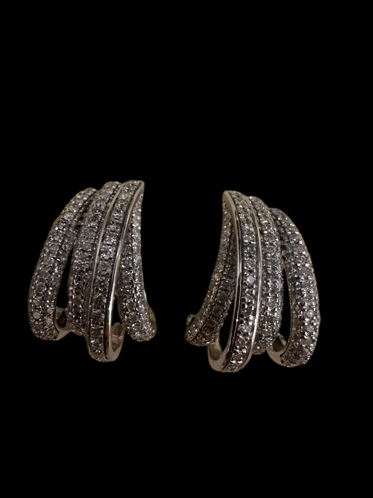 1.00ct Pave Row Diamond Earrings set in 18K White Gold