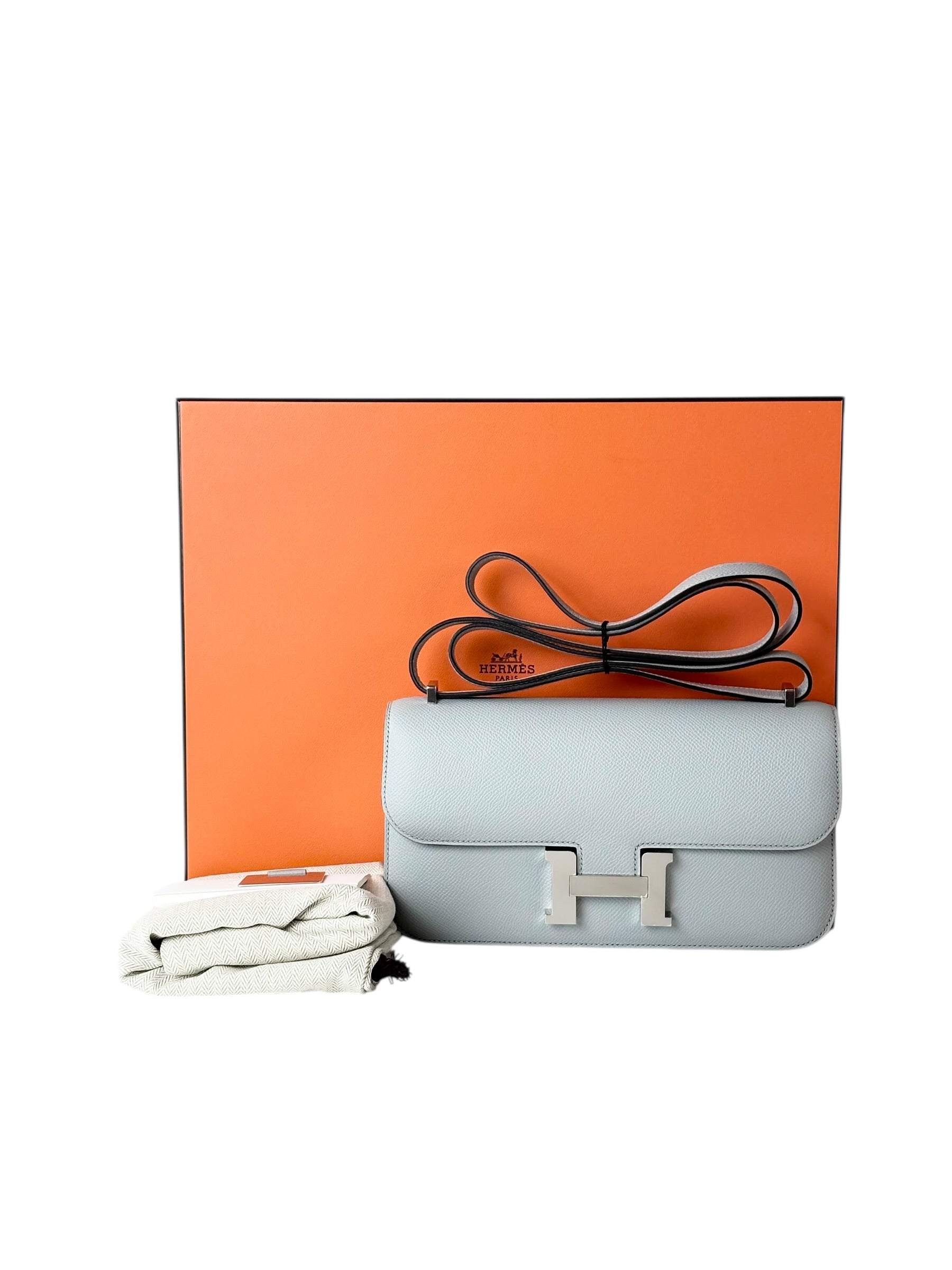 Hermes Constance Elane Glacier Blue Epsom