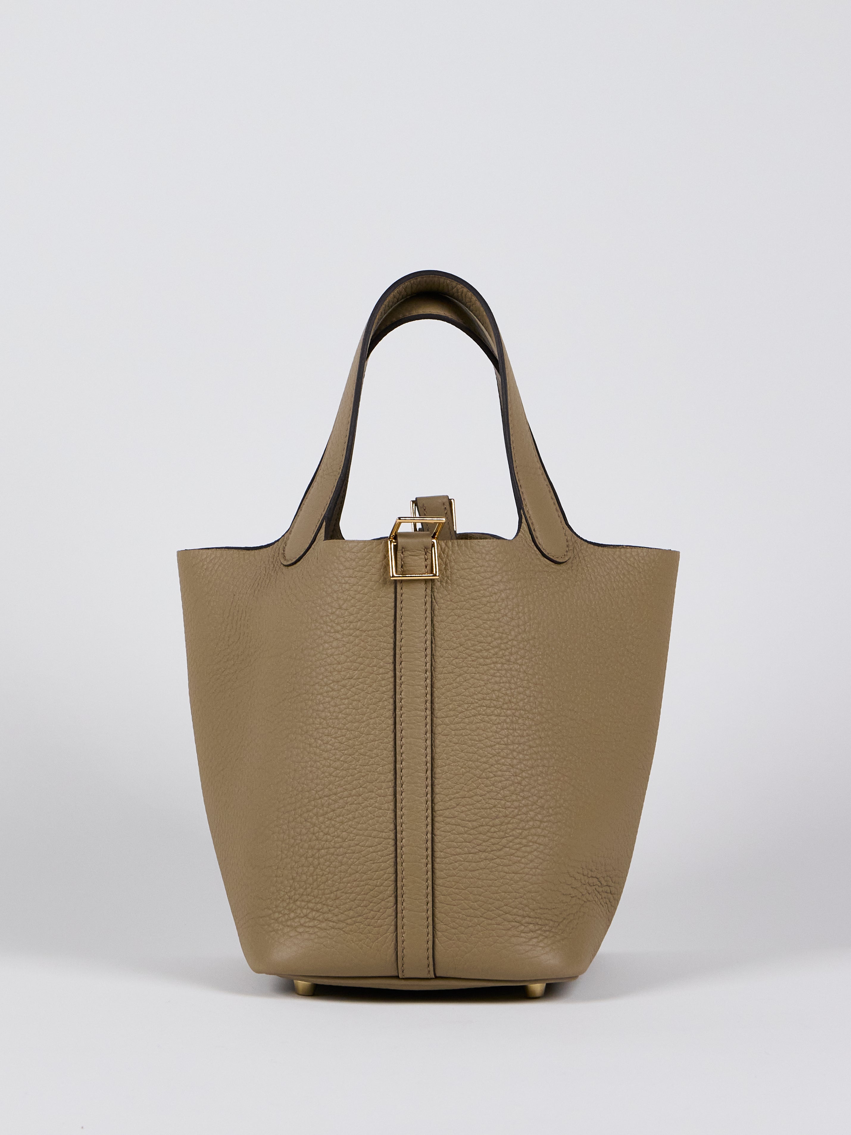 HERMÈS PICOTIN 18CM BEIGE MARFA Clemence Leather with Gold Hardware