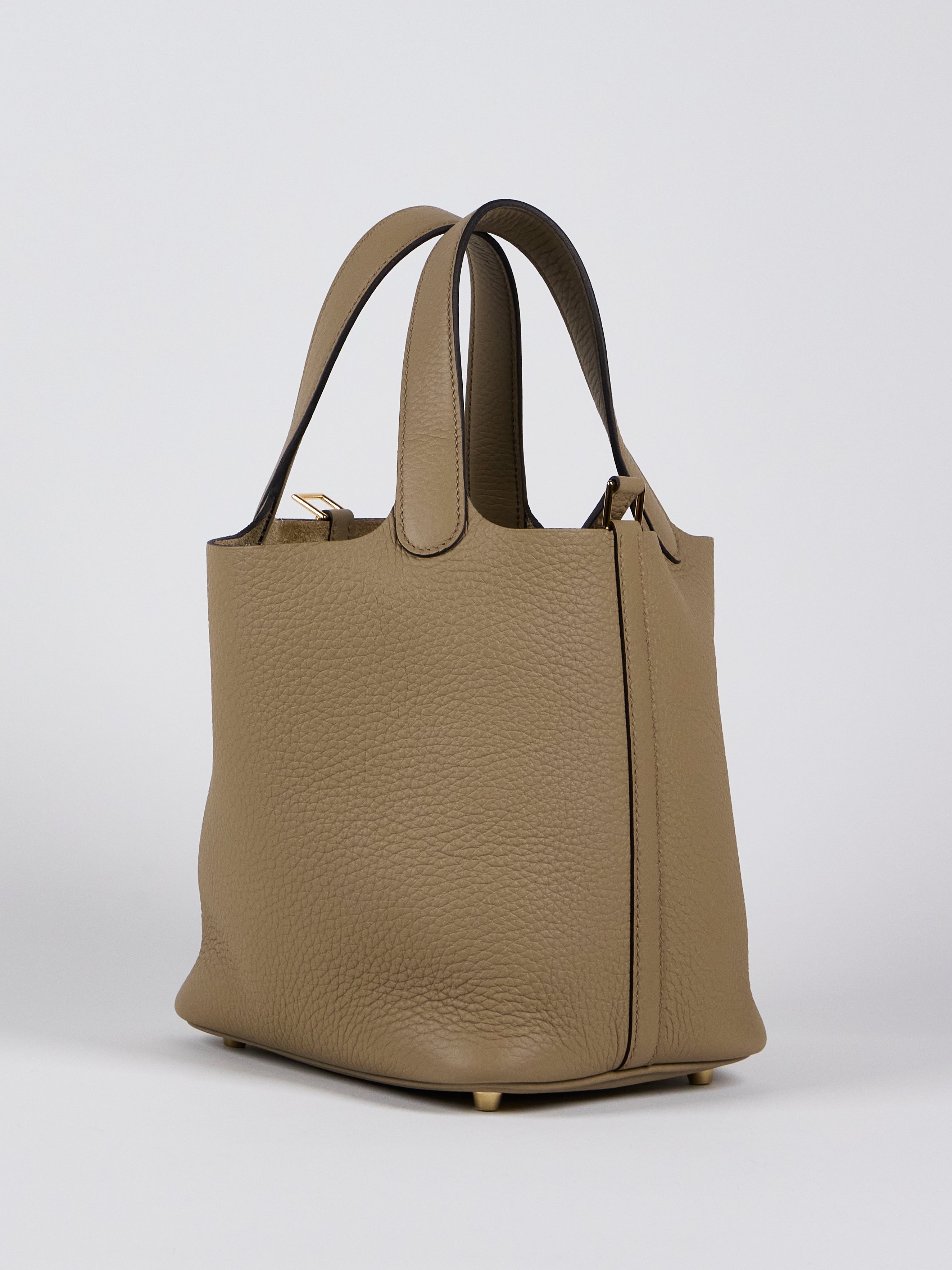 HERMÈS PICOTIN 18CM BEIGE MARFA Clemence Leather with Gold Hardware