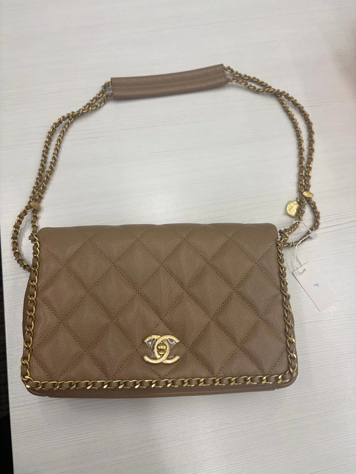 CHANEL Beige Grai Shoulder Bag X8NP27GL BK8