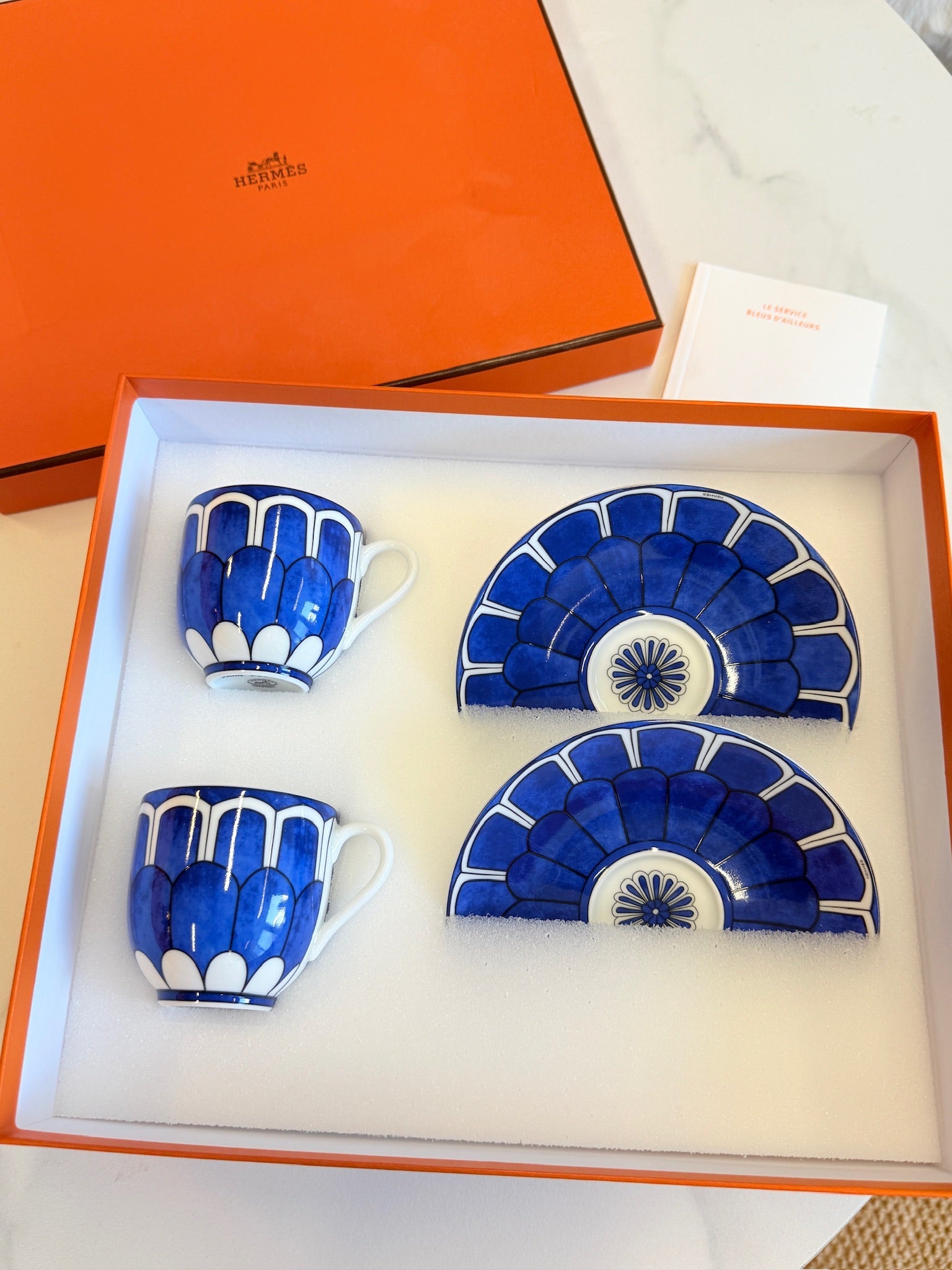 Hermès "Bleus d'Ailleurs" Coffee Cup & Saucer Set