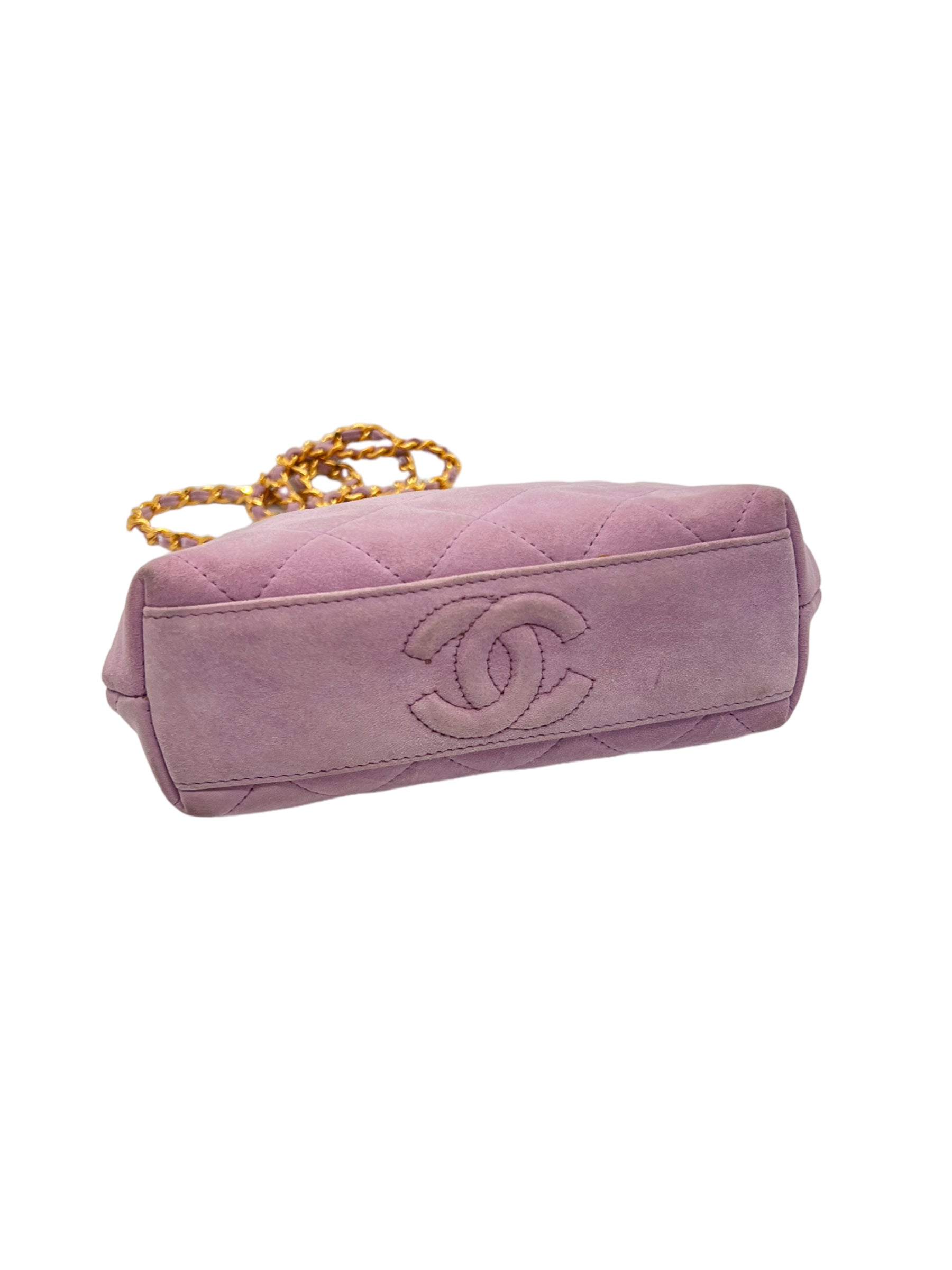 Chanel lavender suede mini crossbody bag