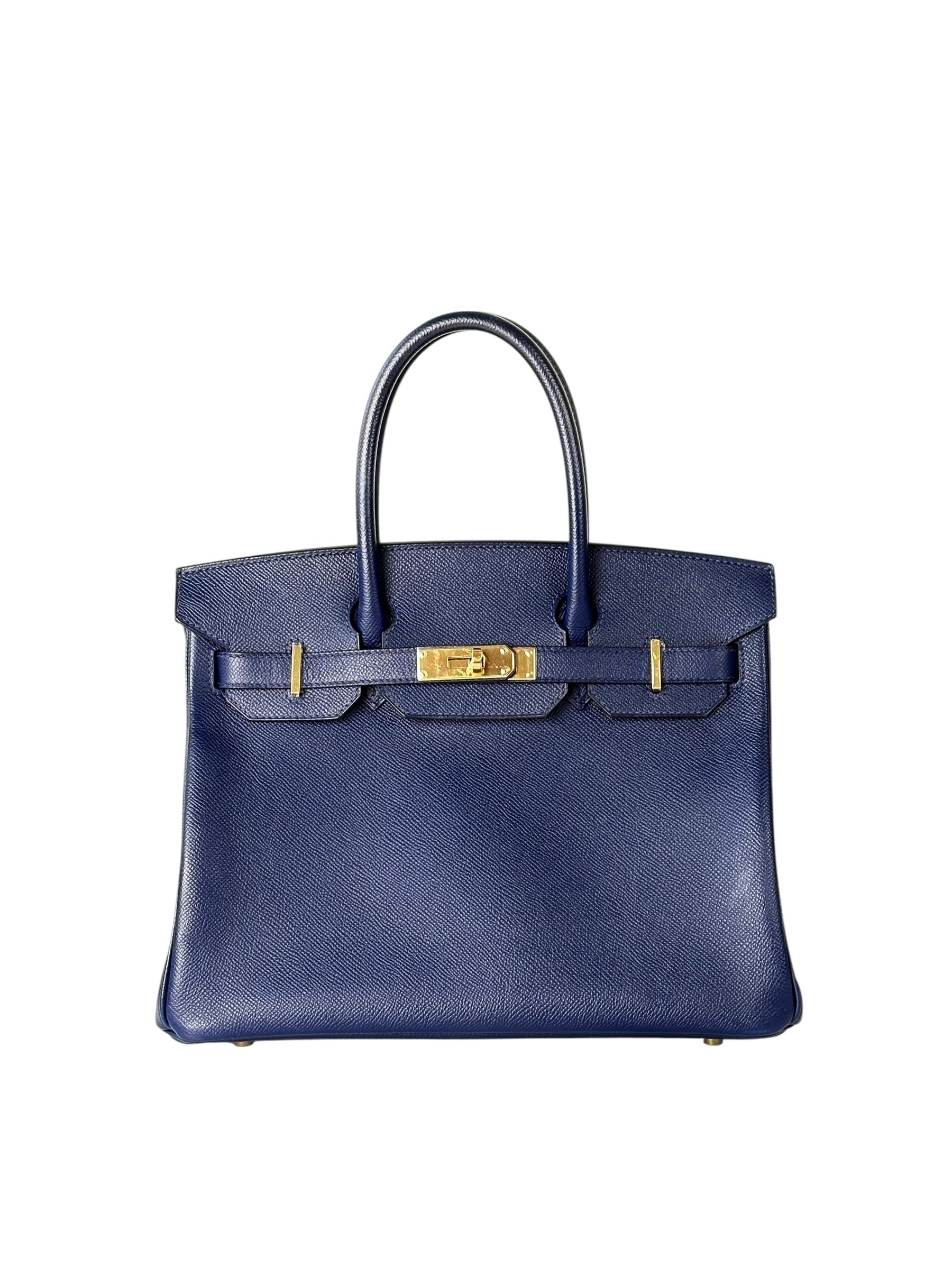 Hermes Birkin 30cm Bag in Blue Saphir in Epsom Leather with GHW