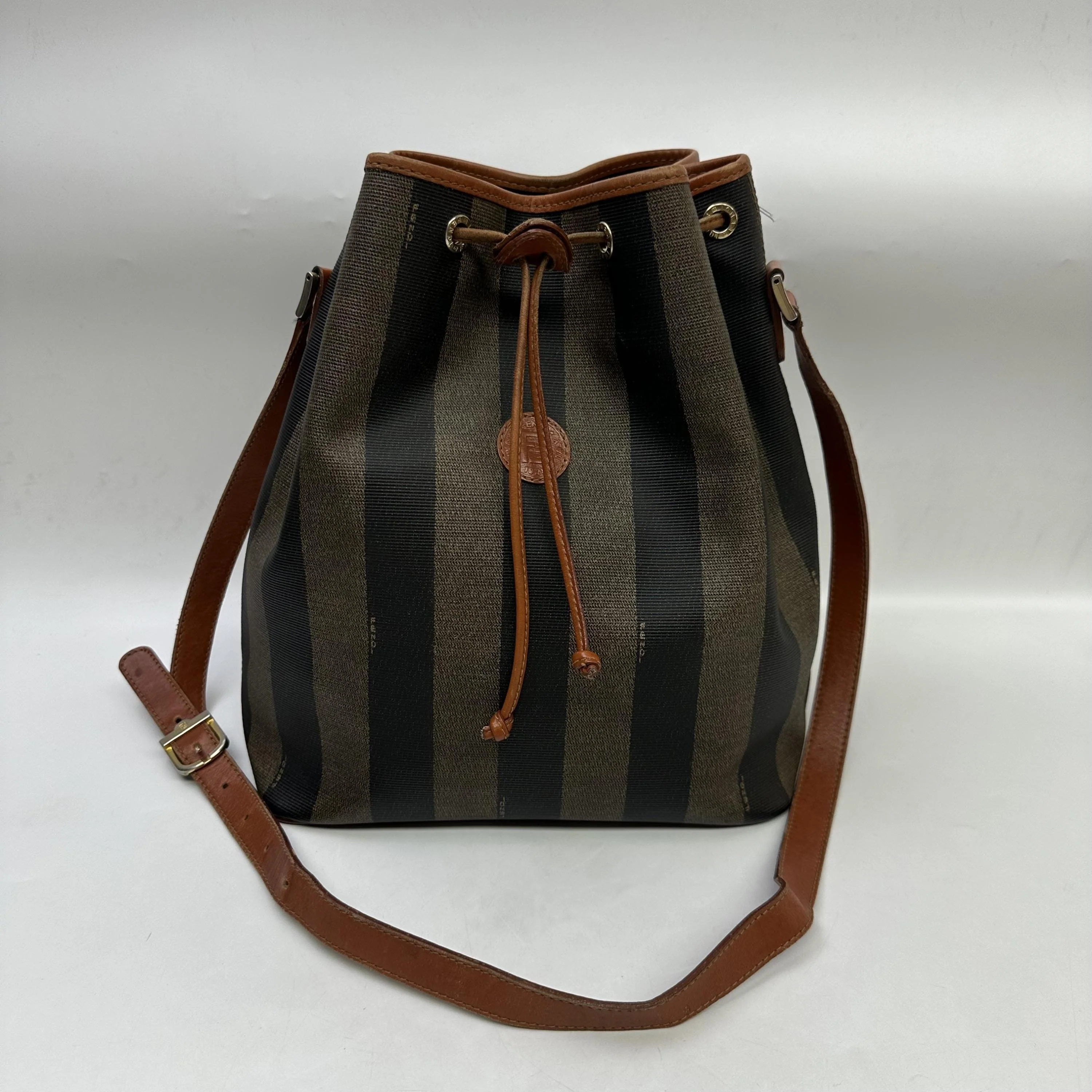 Fendi Pequin Vertical Stripe Bucket Bag C351494