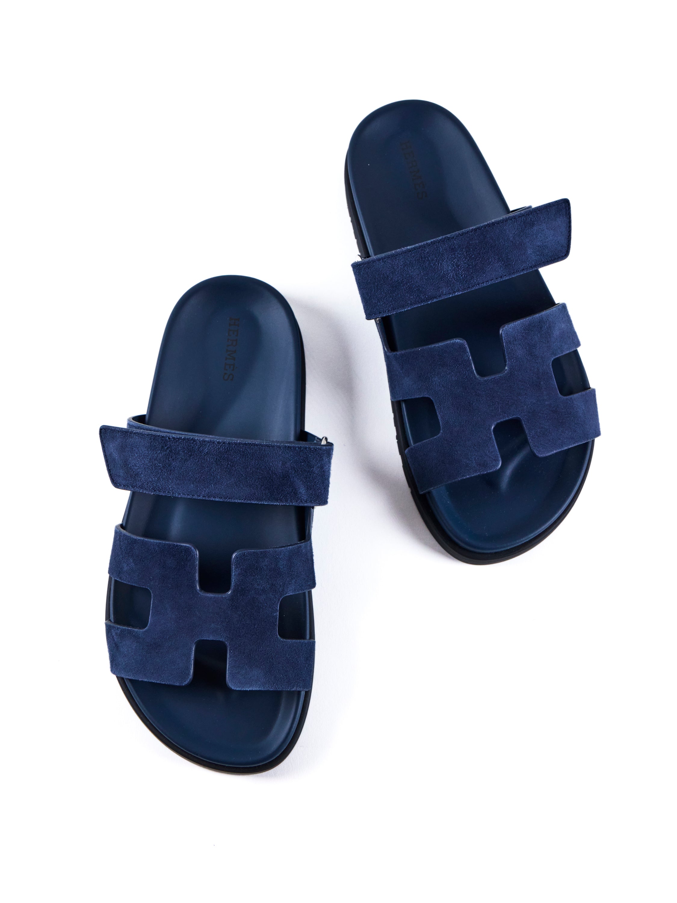 HERMÈS CHYPRE SANDAL Blue Turqoin Suede - Size 38.5