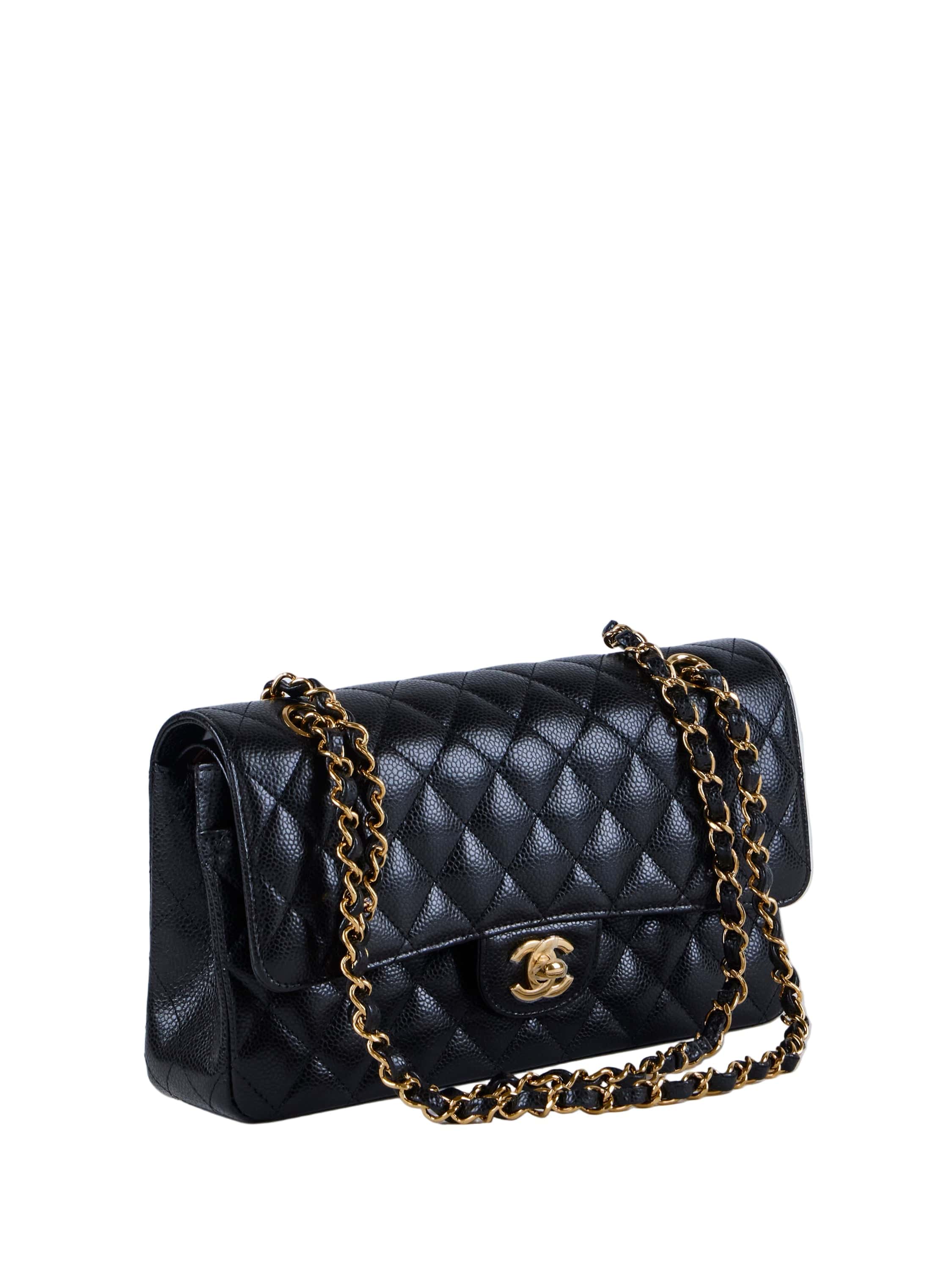 *LONDON LOCATED* CHANEL MEDIUM CLASSIC FLAP BAG BLACK Caviar Leather with Gold-Tone Metal