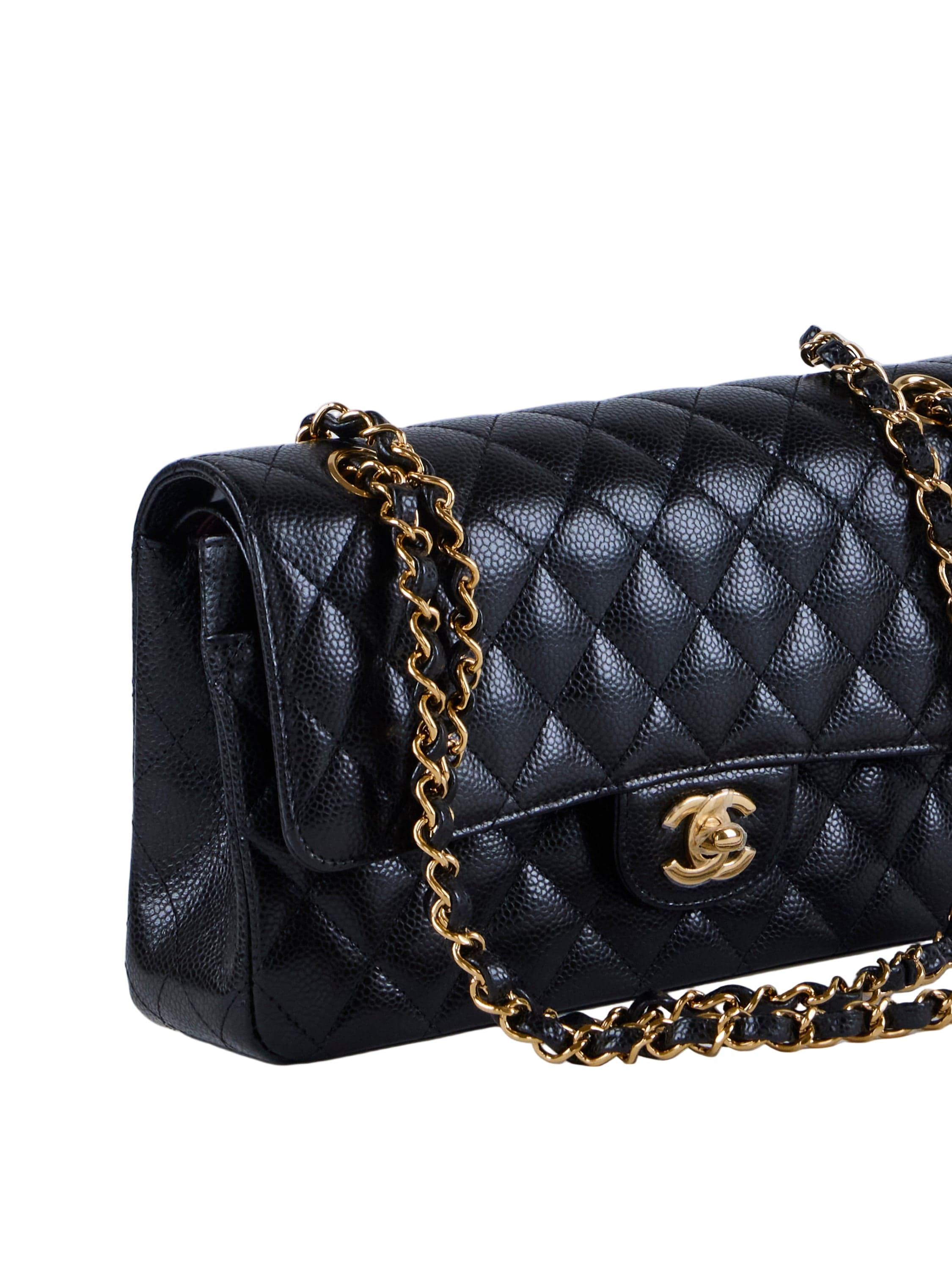 *LONDON LOCATED* CHANEL MEDIUM CLASSIC FLAP BAG BLACK Caviar Leather with Gold-Tone Metal