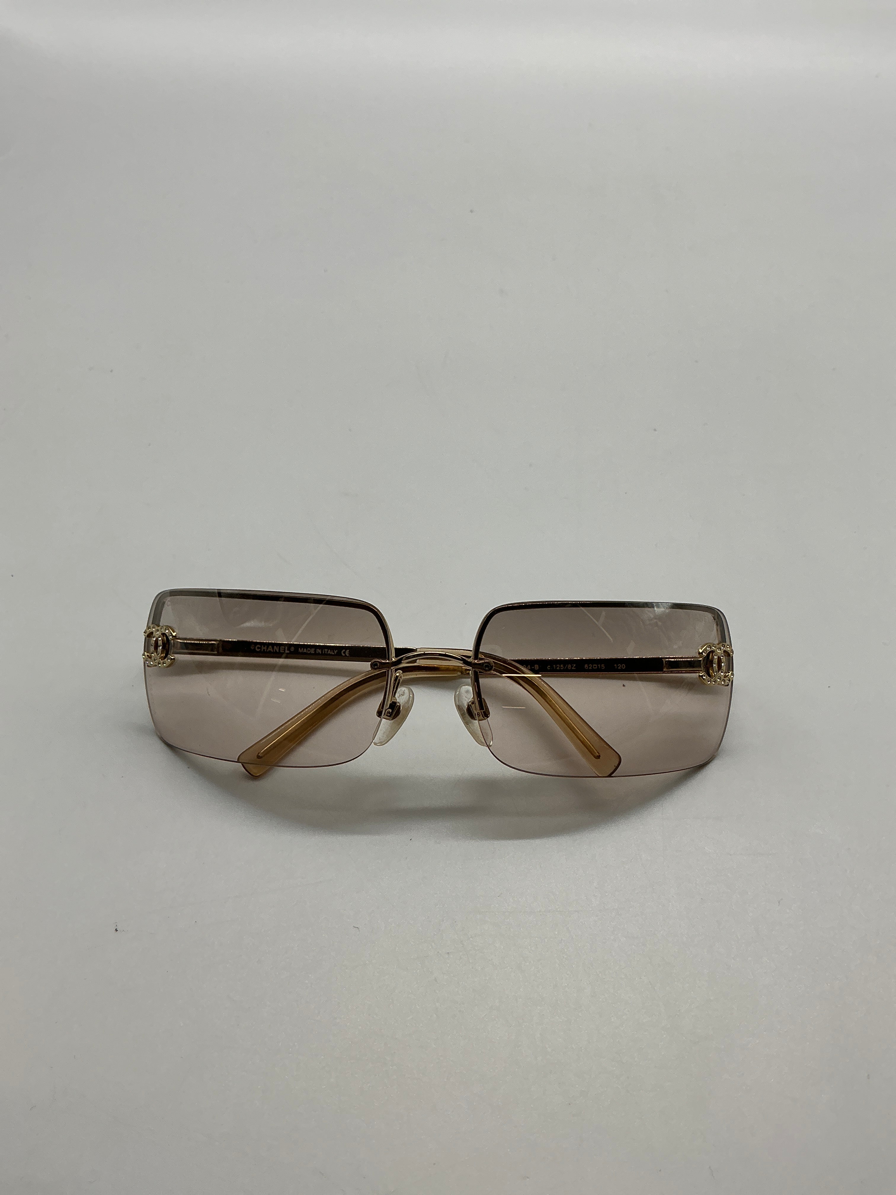 Chanel Rhinestones Sunglasses Gold DXBS2439