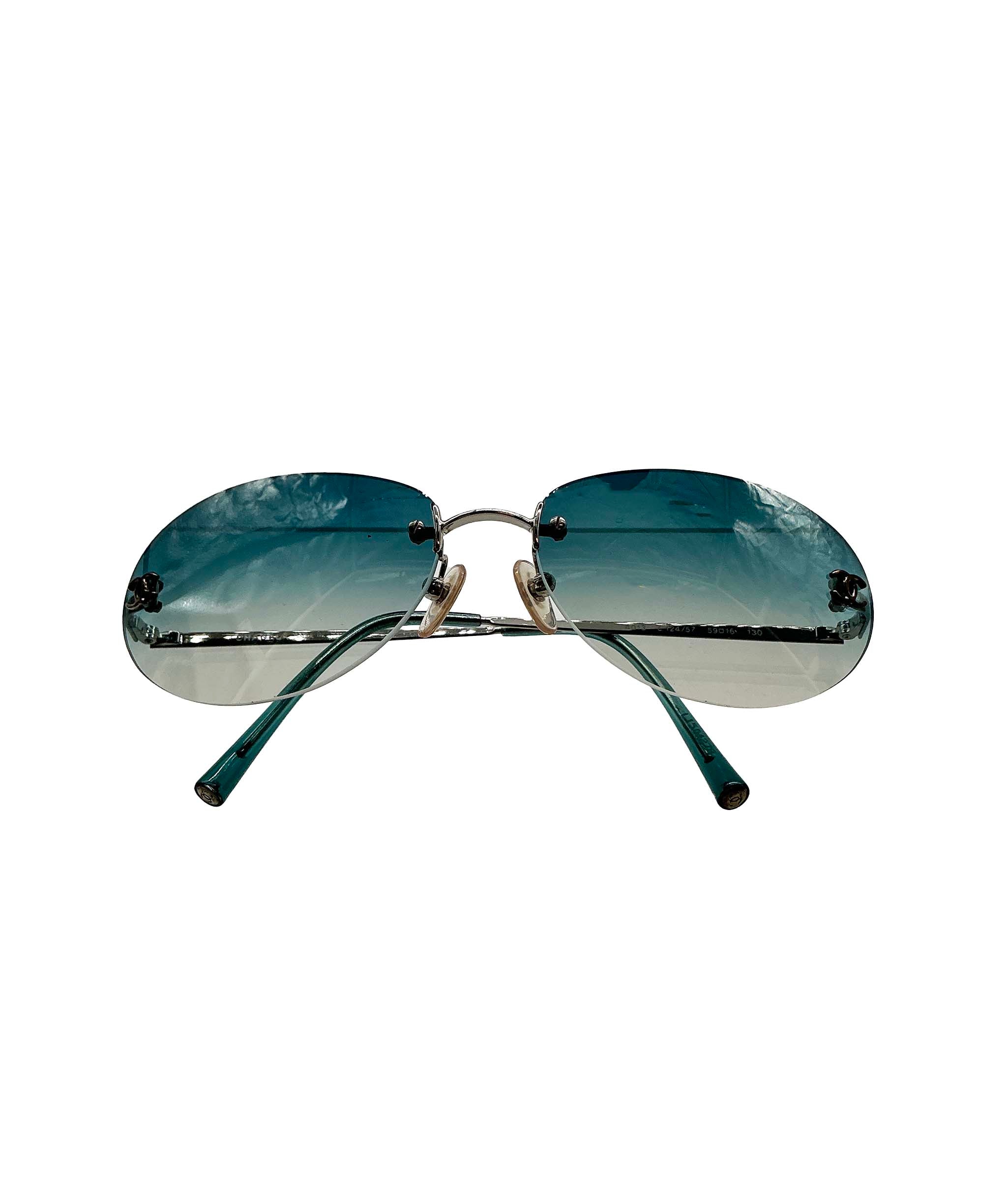 Chanel Rimless Sunglasses Blue / Green DXBS2446