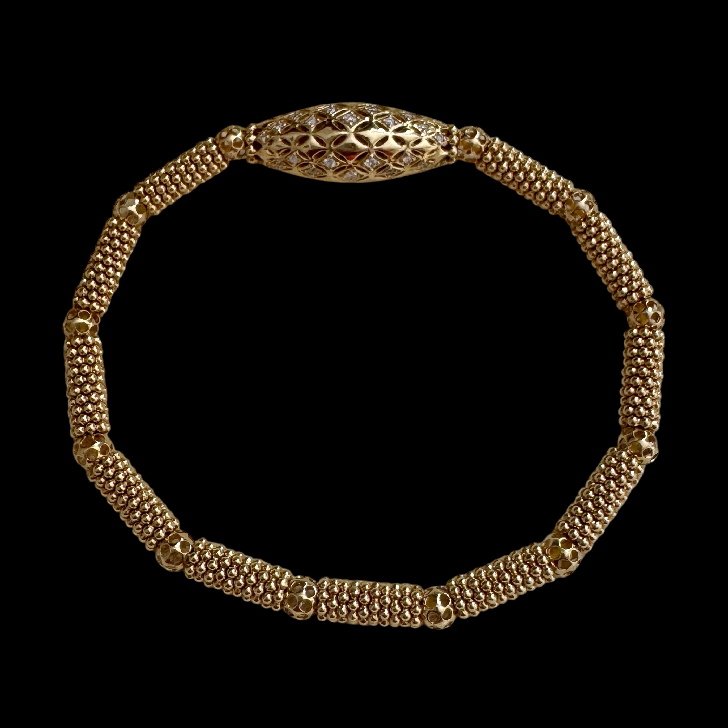 Stretch 18K Yellow Gold Bracelet with Diamond Detail