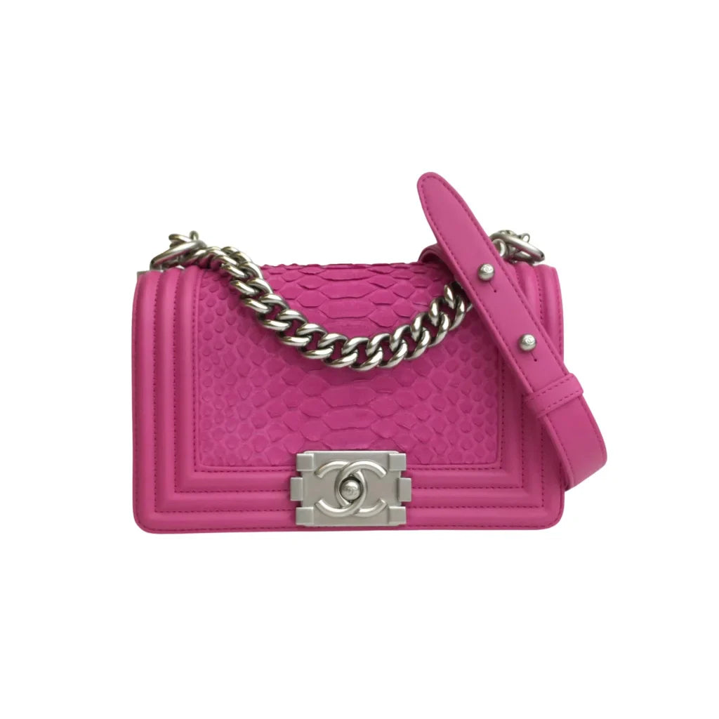 Chanel Boy Bag Small Pink Python/Calfskin