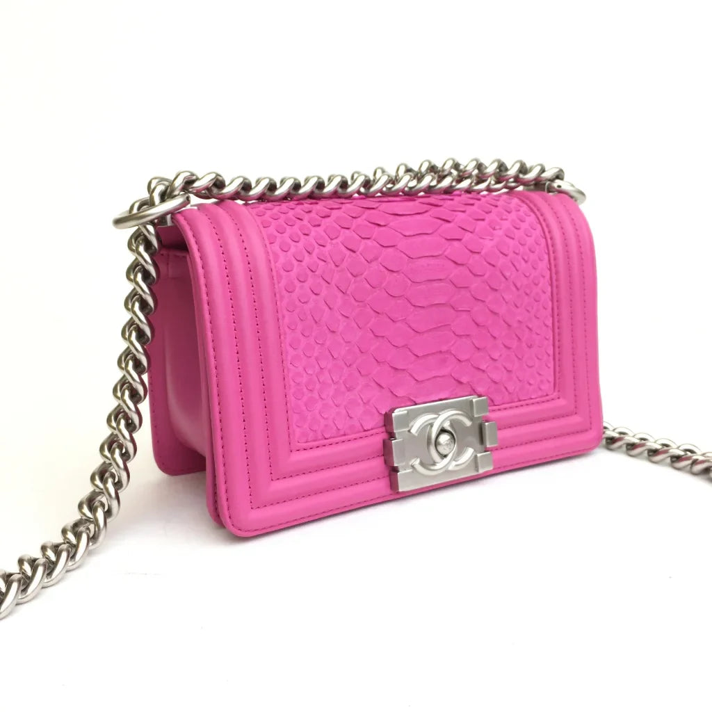 Chanel Boy Bag Small Pink Python/Calfskin