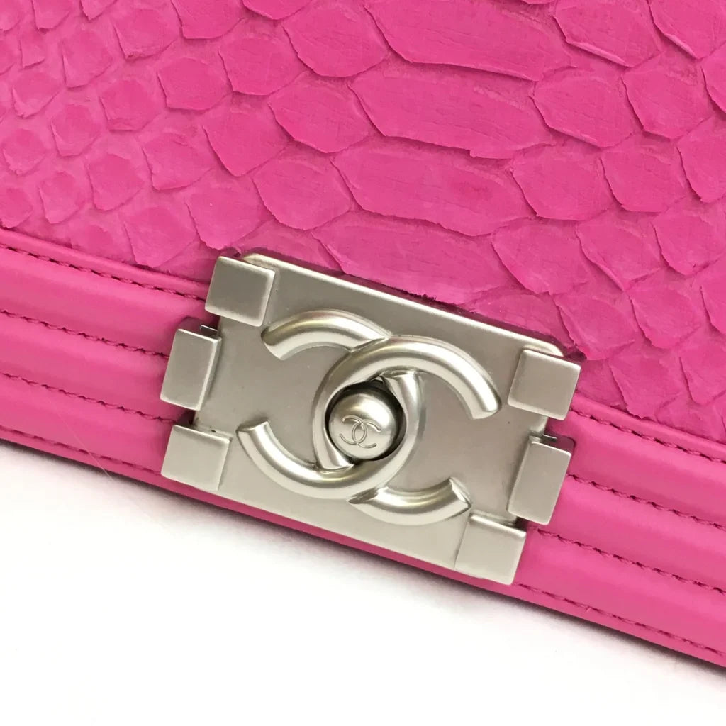 Chanel Boy Bag Small Pink Python/Calfskin