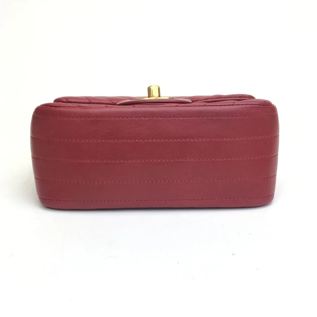 Chanel Chevron Mini Square Red Lambskin