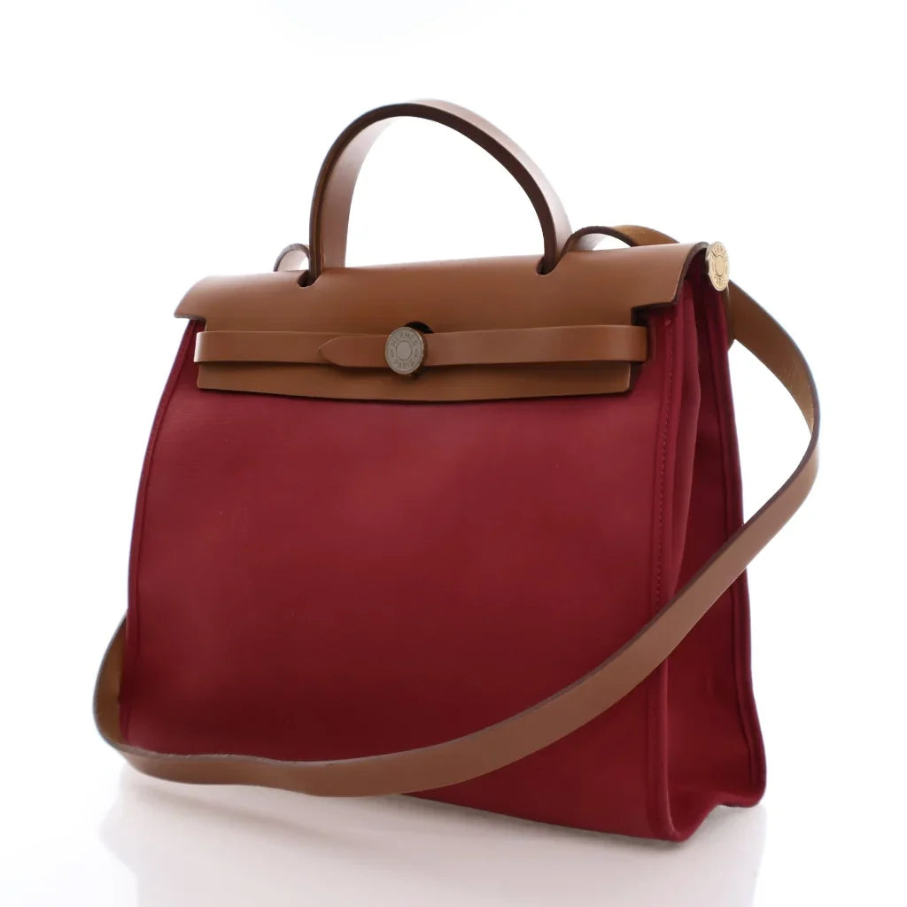 Hermes Herbag 31 Rouge H Toile