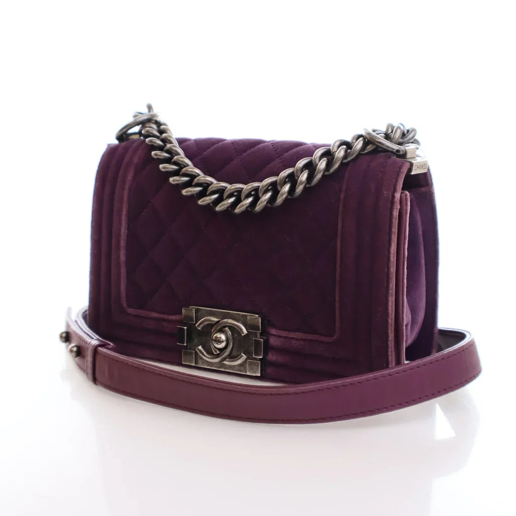 Chanel Boy Bag Small Purple Velvet