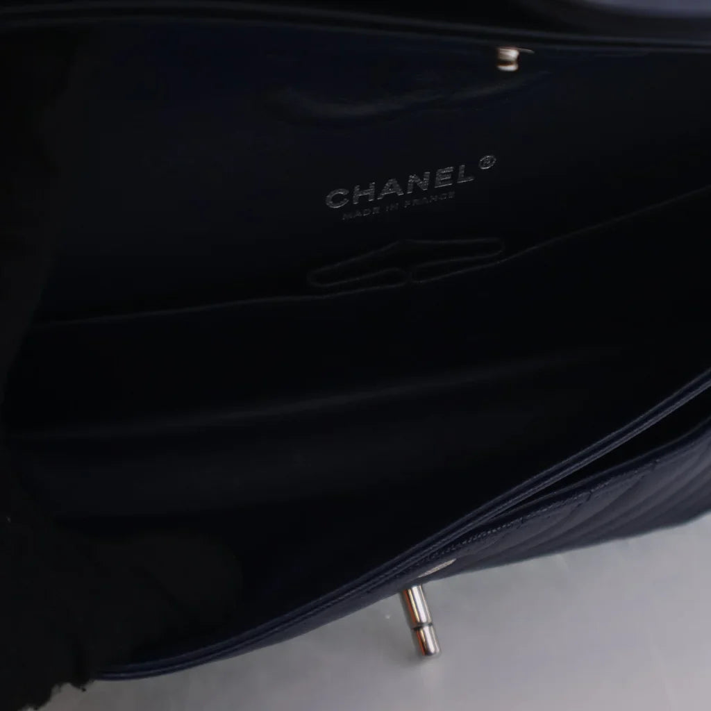 Chanel Chevron Flap Medium Blue Caviar