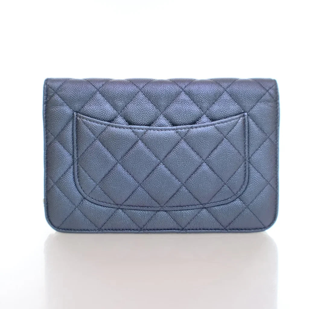 Chanel Seasonal Wallet On Chain (WOC) Blue Caviar